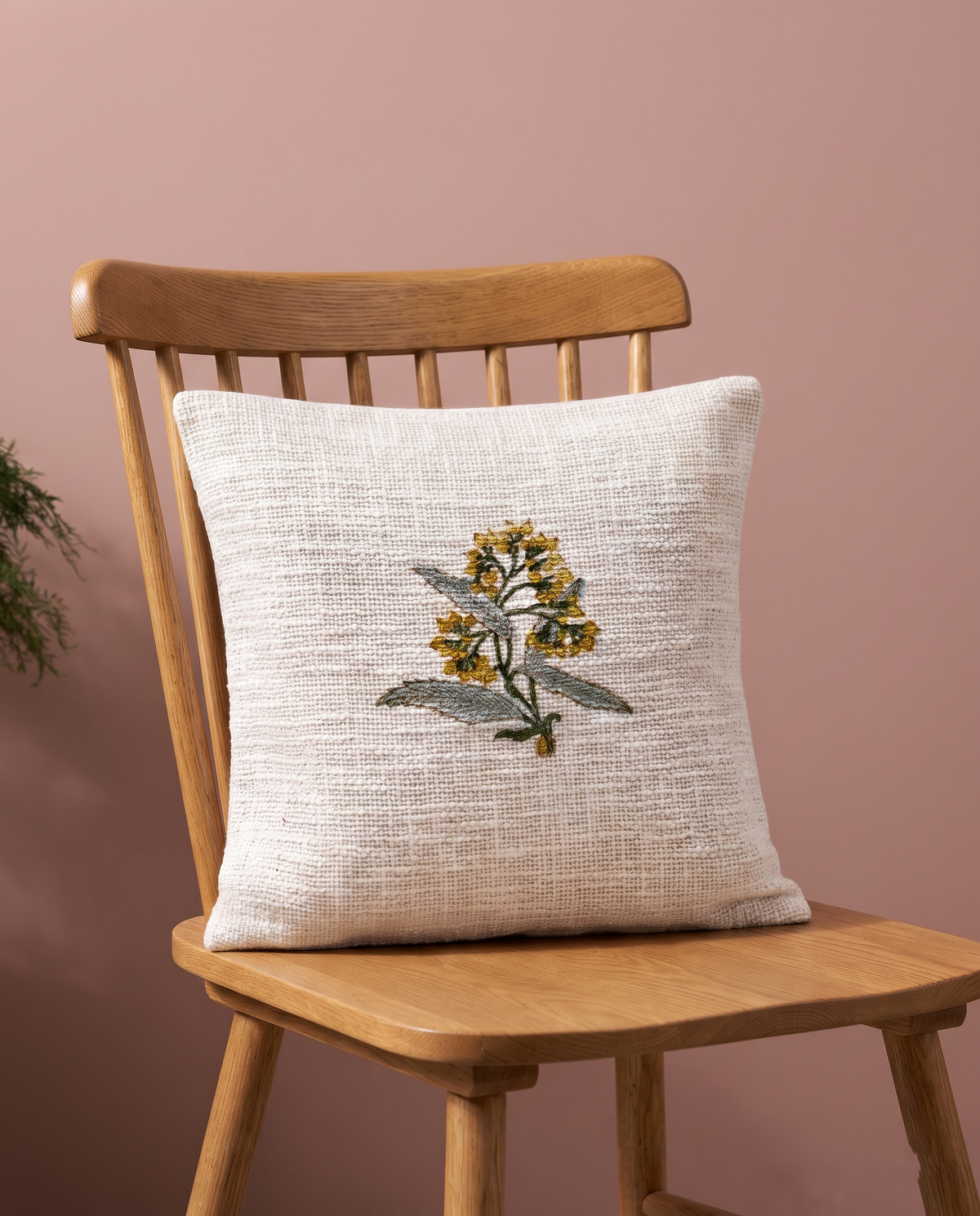 Soneri Bloom Hand Block Jute Cushion Cover