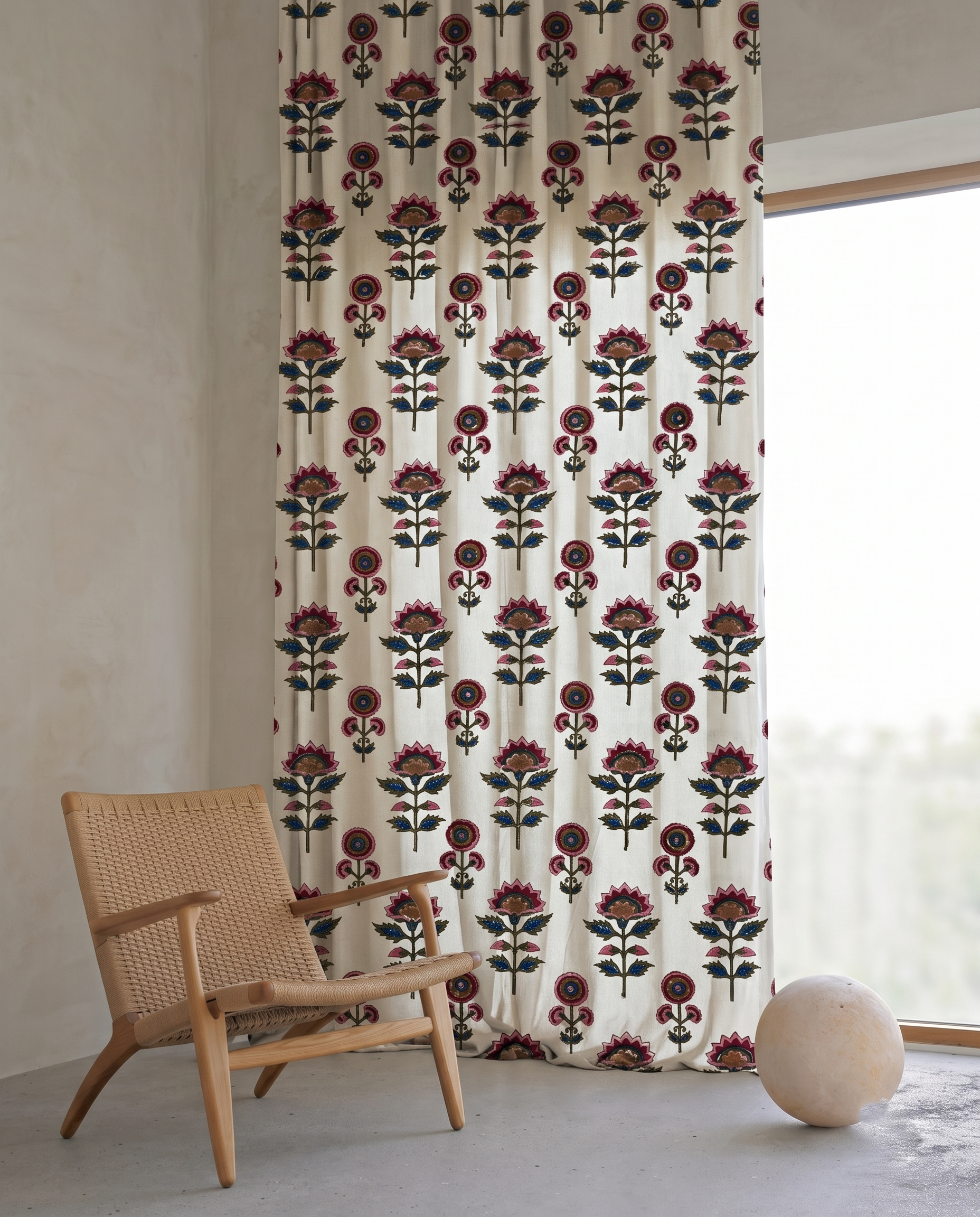 Gulmohar Hand Block Printed Curtain