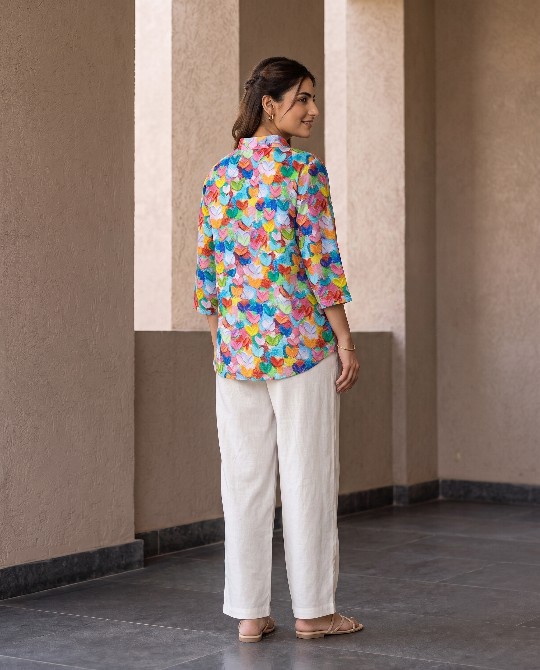 Bamboo Silk 150 GM Heart Print Shirt
