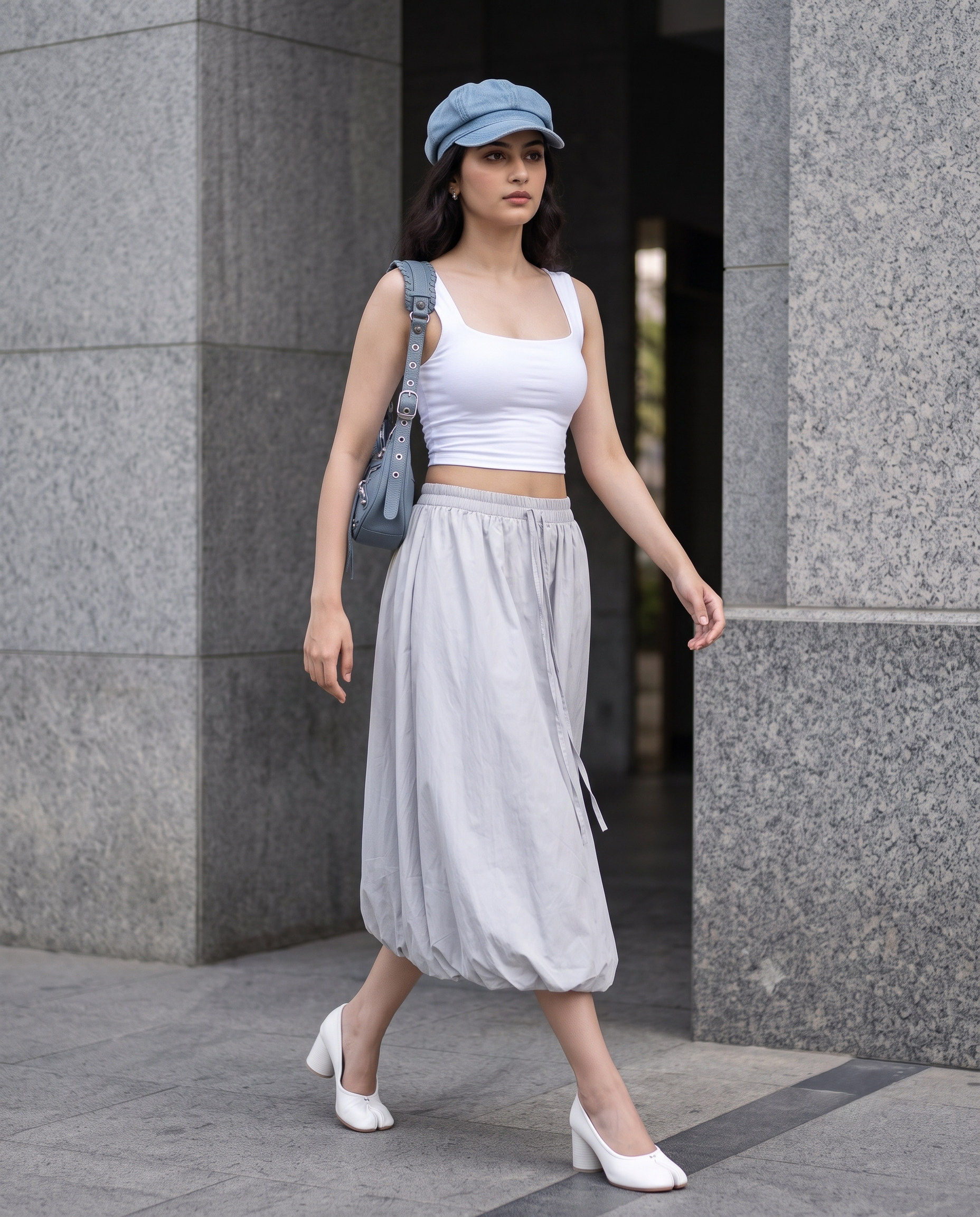 Elara Bubble Skirt – Soft Grey