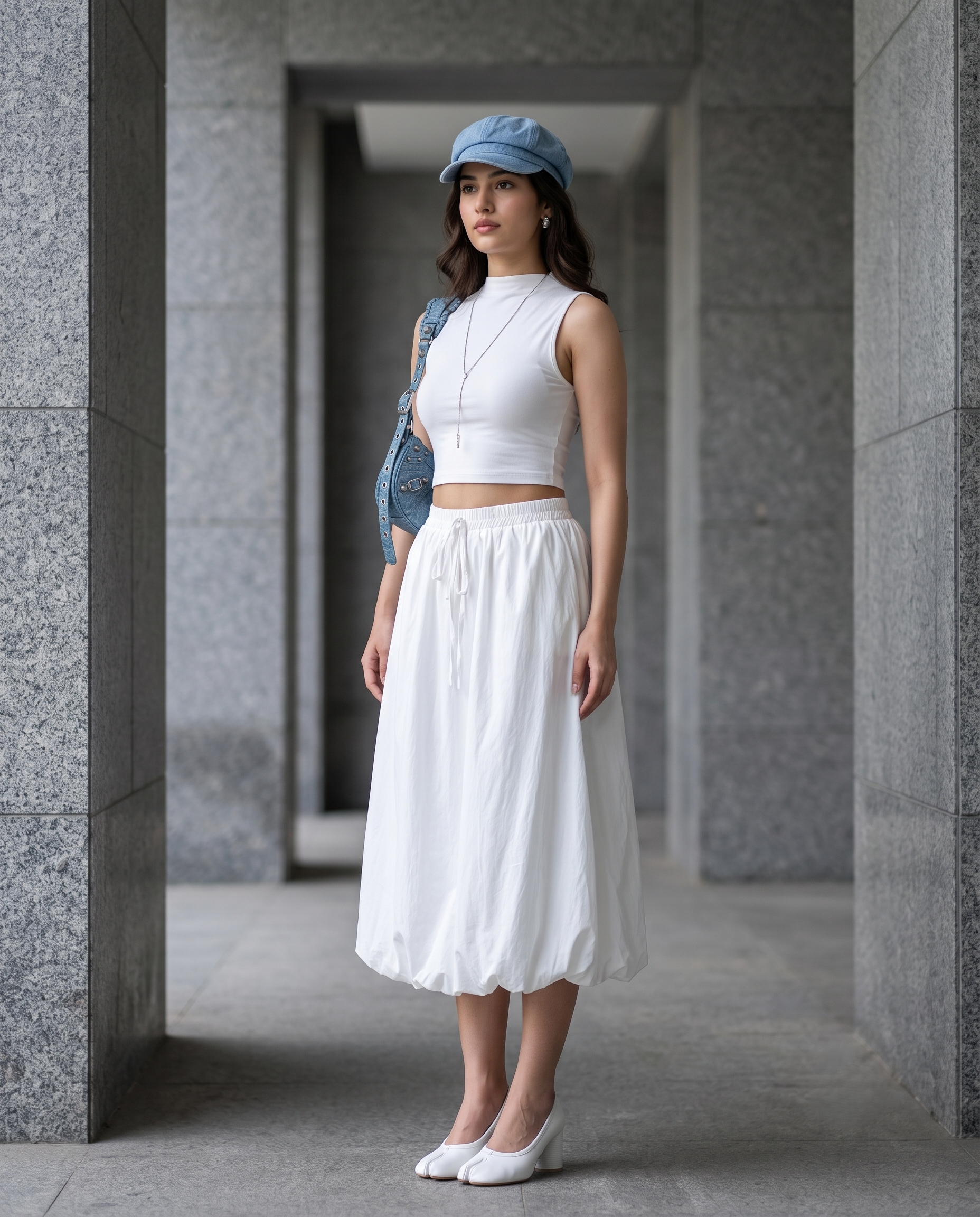 Elara Bubble Skirt – Pure White
