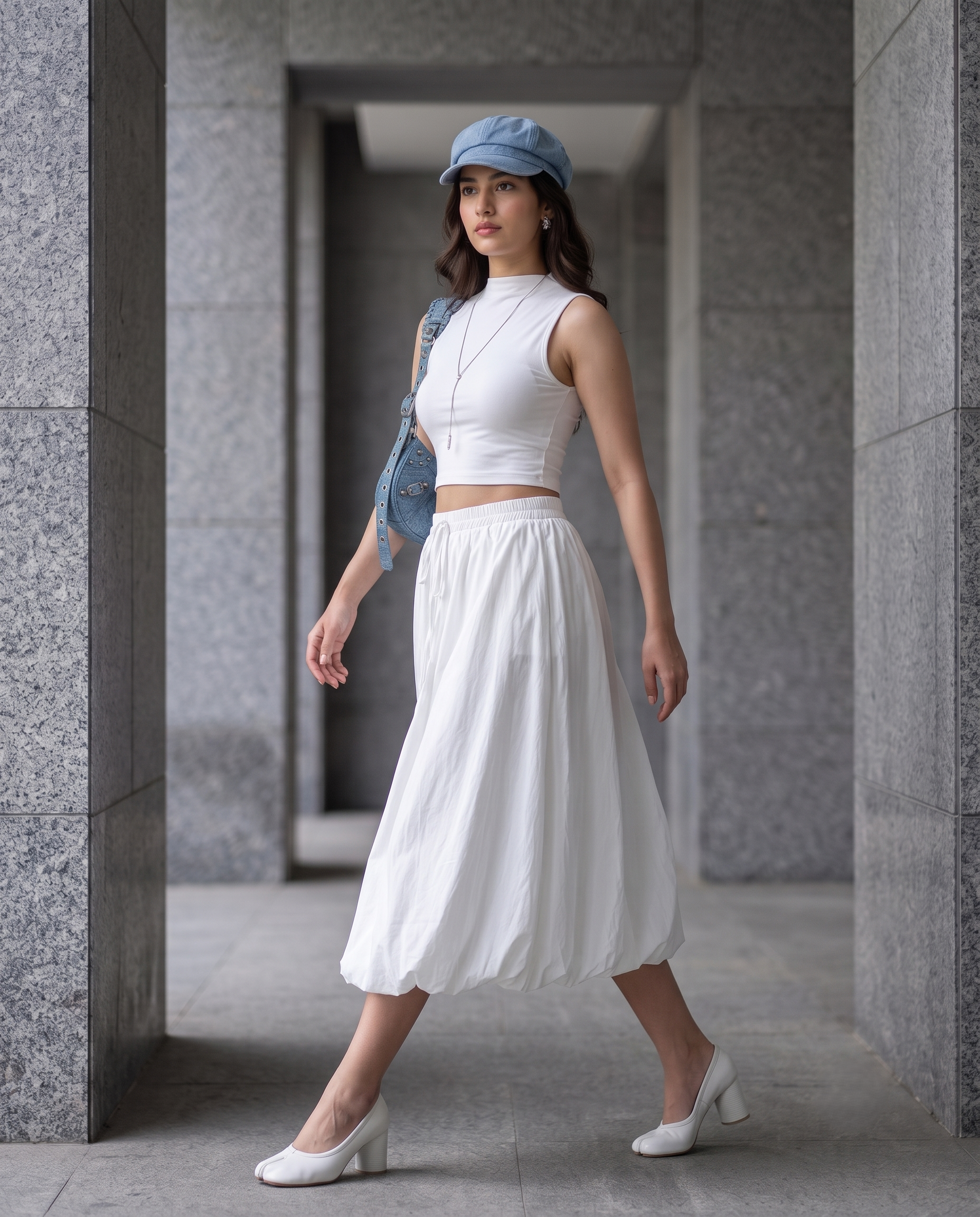 Elara Bubble Skirt – Pure White
