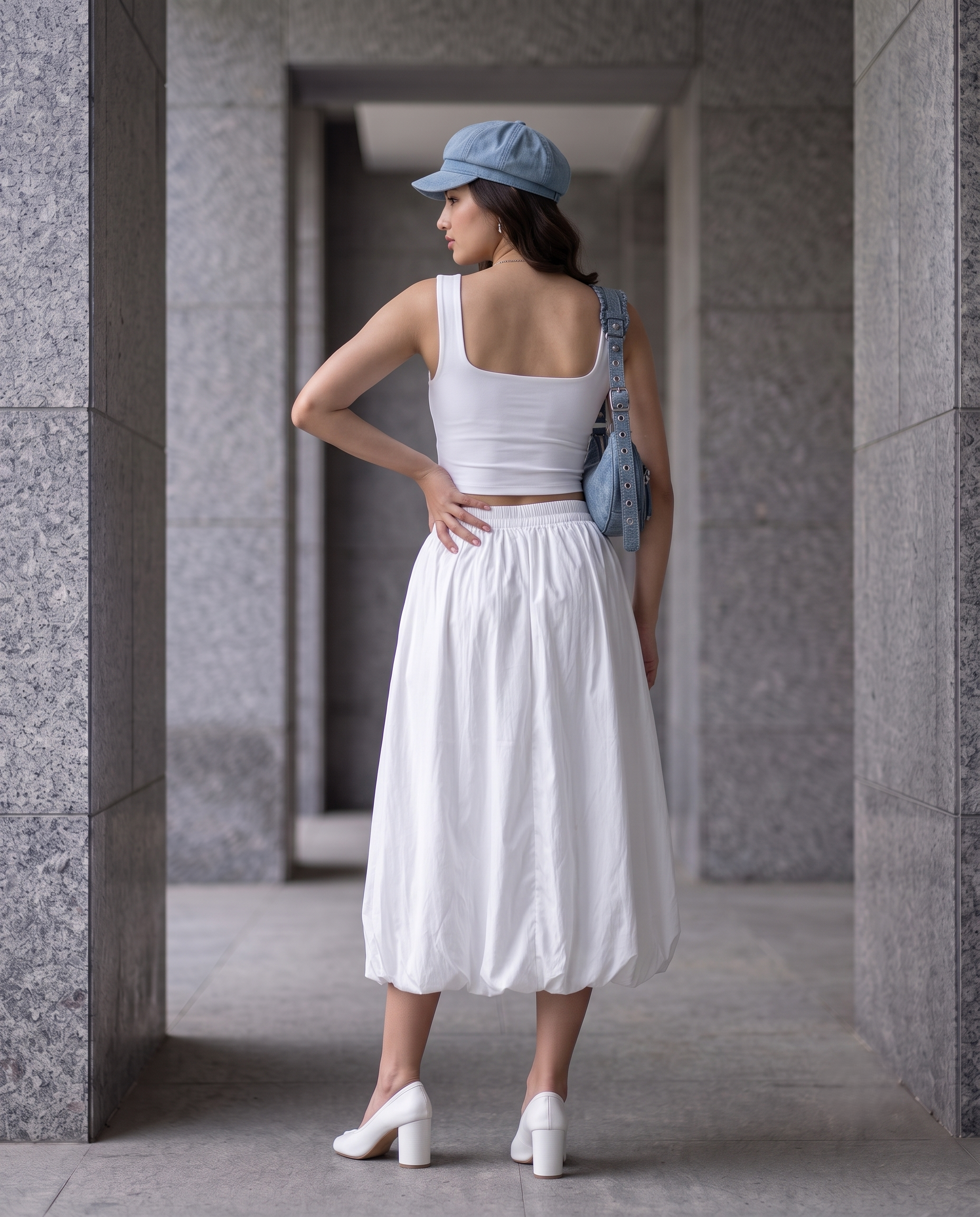Elara Bubble Skirt – Pure White