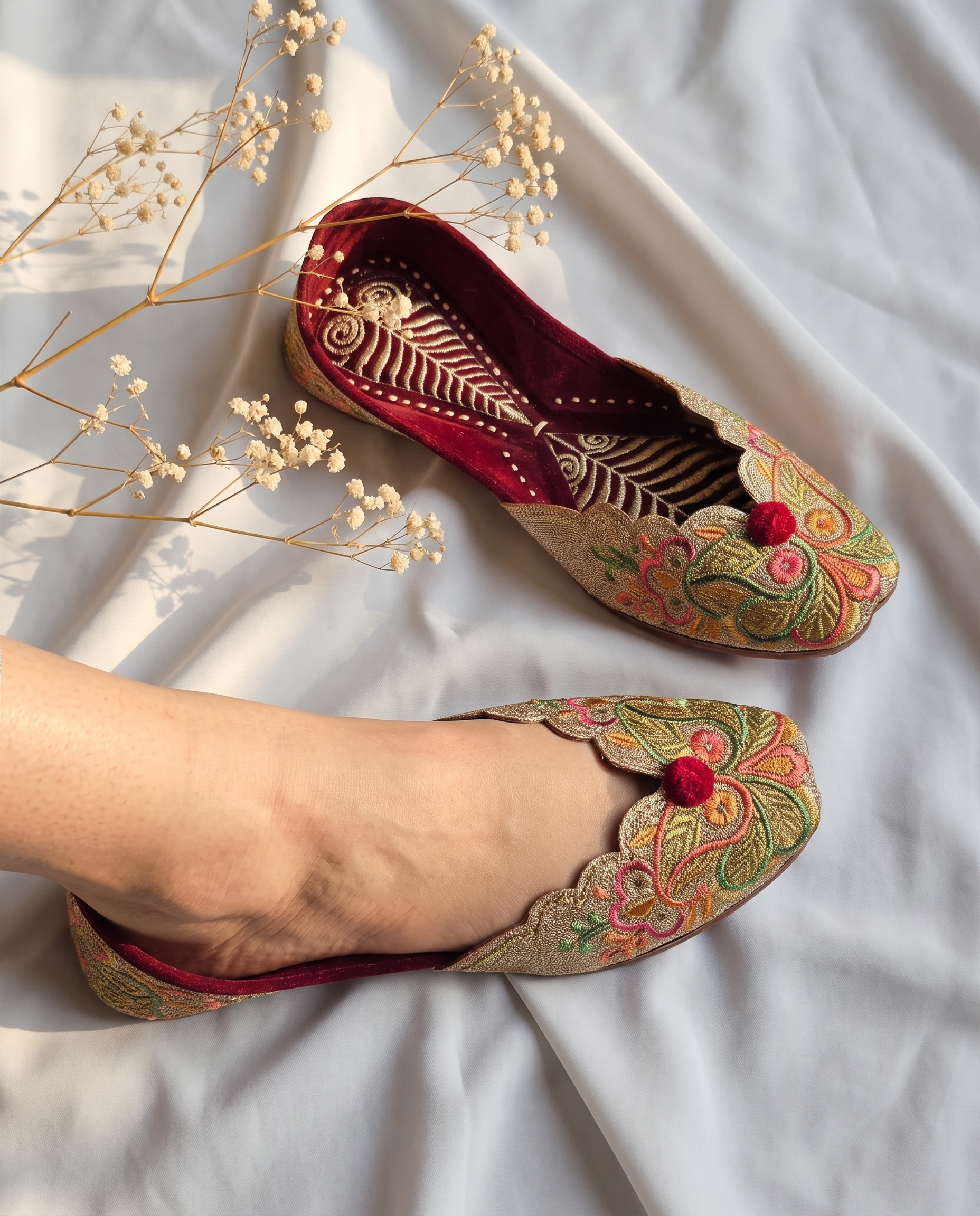 Peacock Garden Pure Leather Handcrafted Jutti