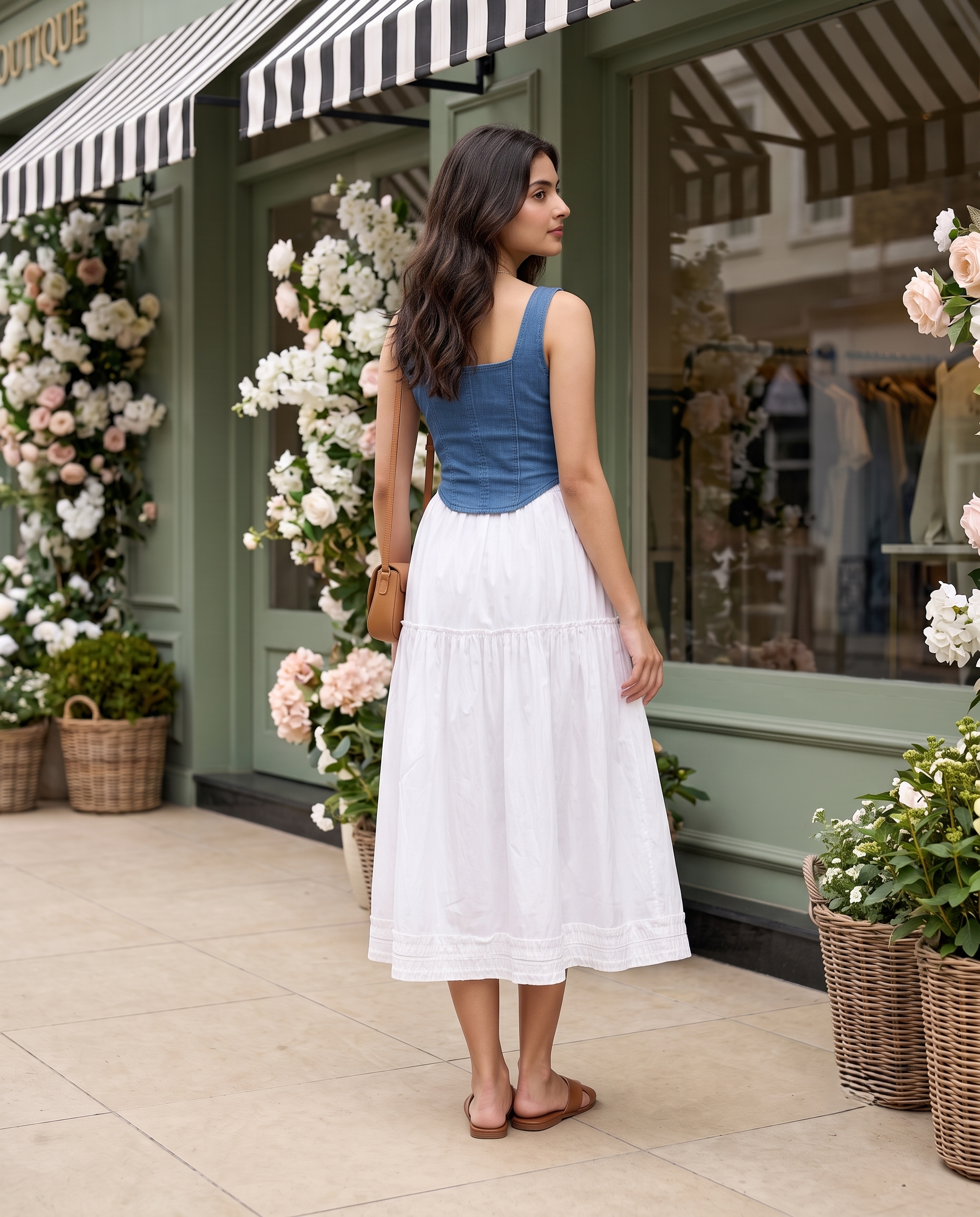 Aurelia Tiered Midi Skirt – Ivory White