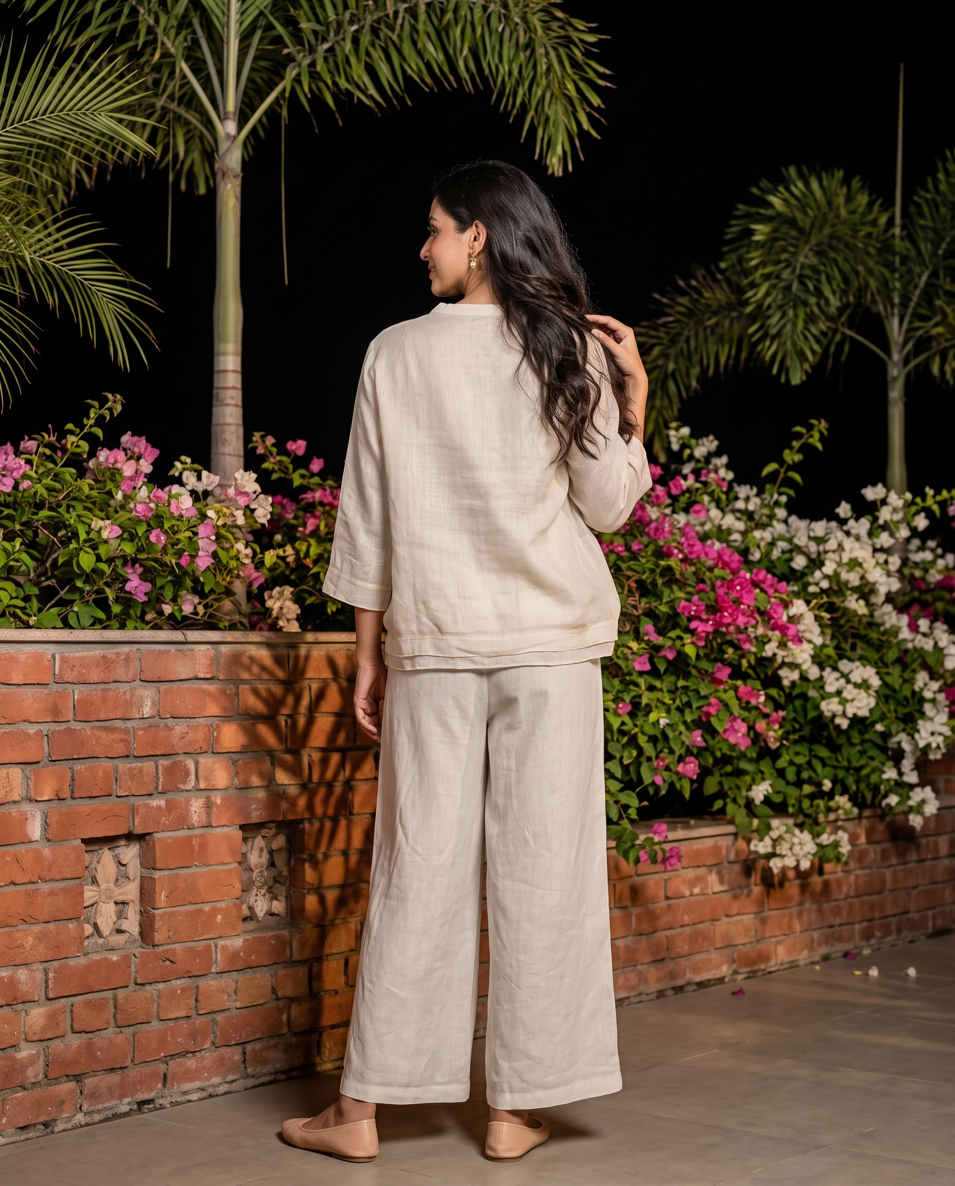 Luna European Linen Top - Pearl Cream