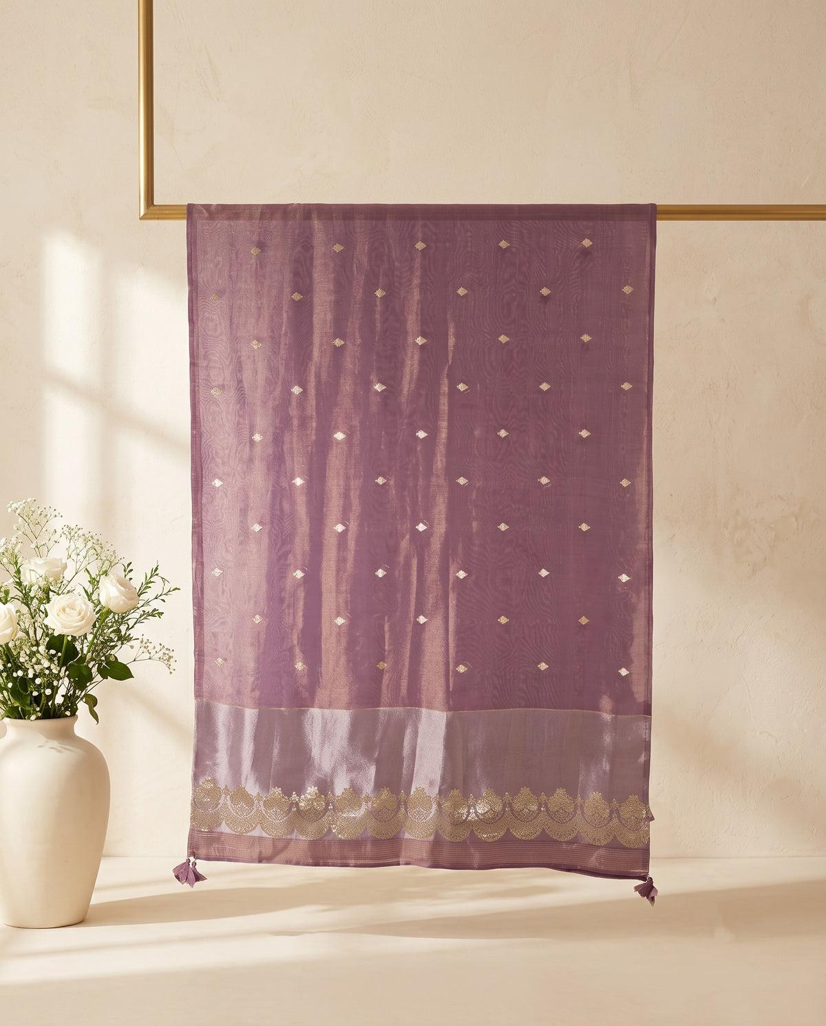 Lavender Banarasi Tissue 3 PC Suit Fabric