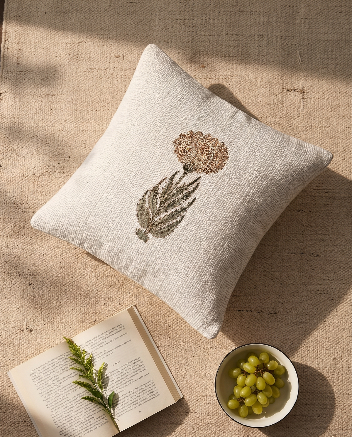 KESAR MARIGOLD HAND BLOCK JUTE CUSHION COVER