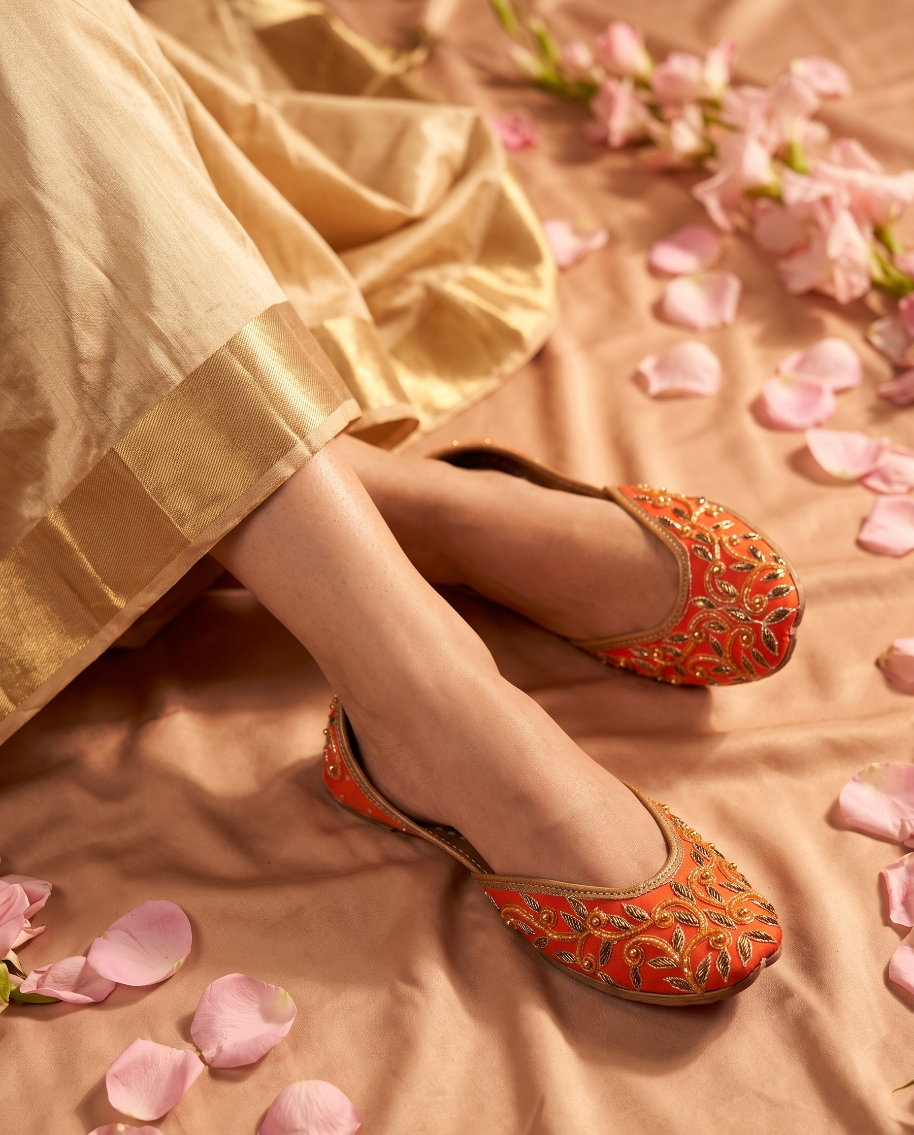 Saffron Royale Embroidered Pure Leather Handcrafted Jutti