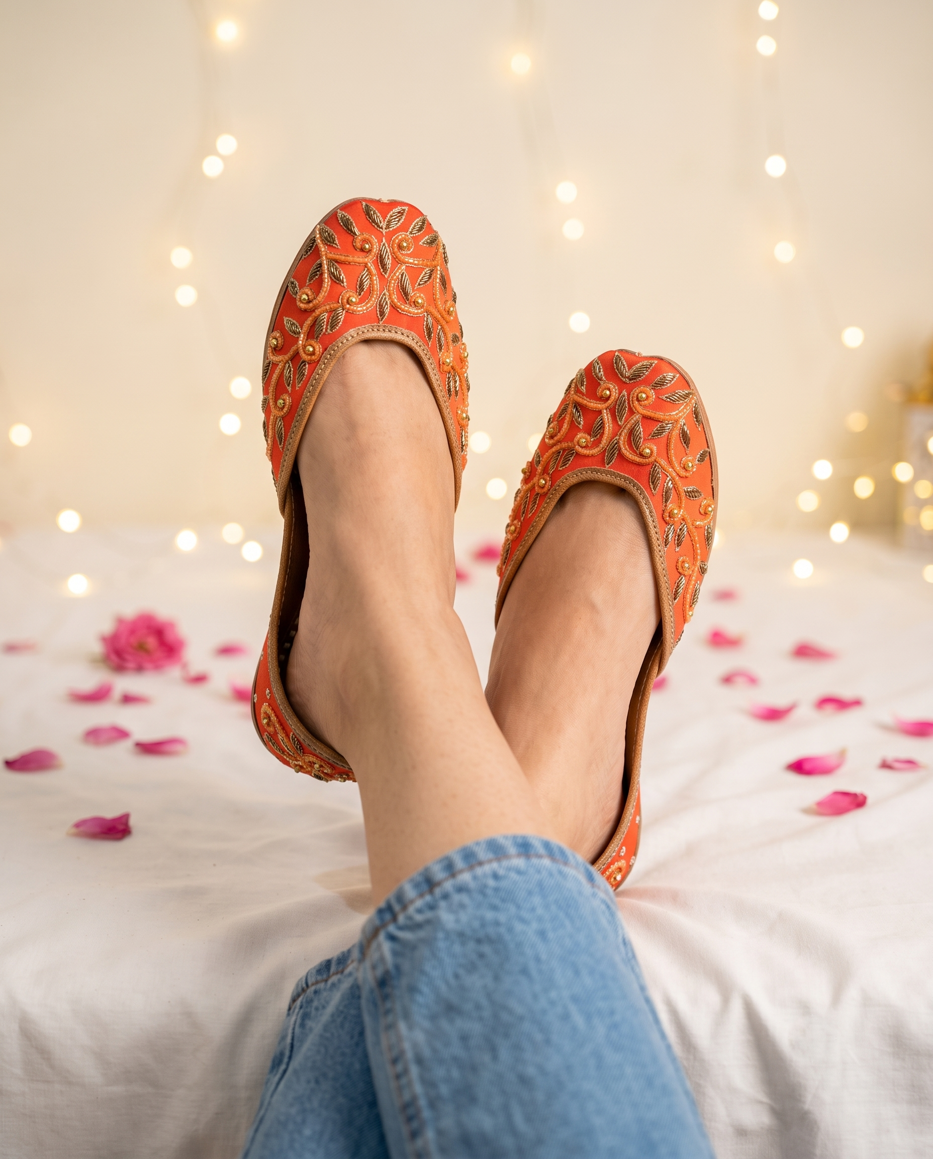 Saffron Royale Embroidered Pure Leather Handcrafted Jutti