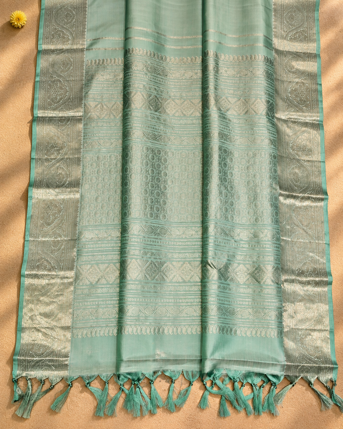 Mint Green Paisley Zari Kanjivaram Saree
