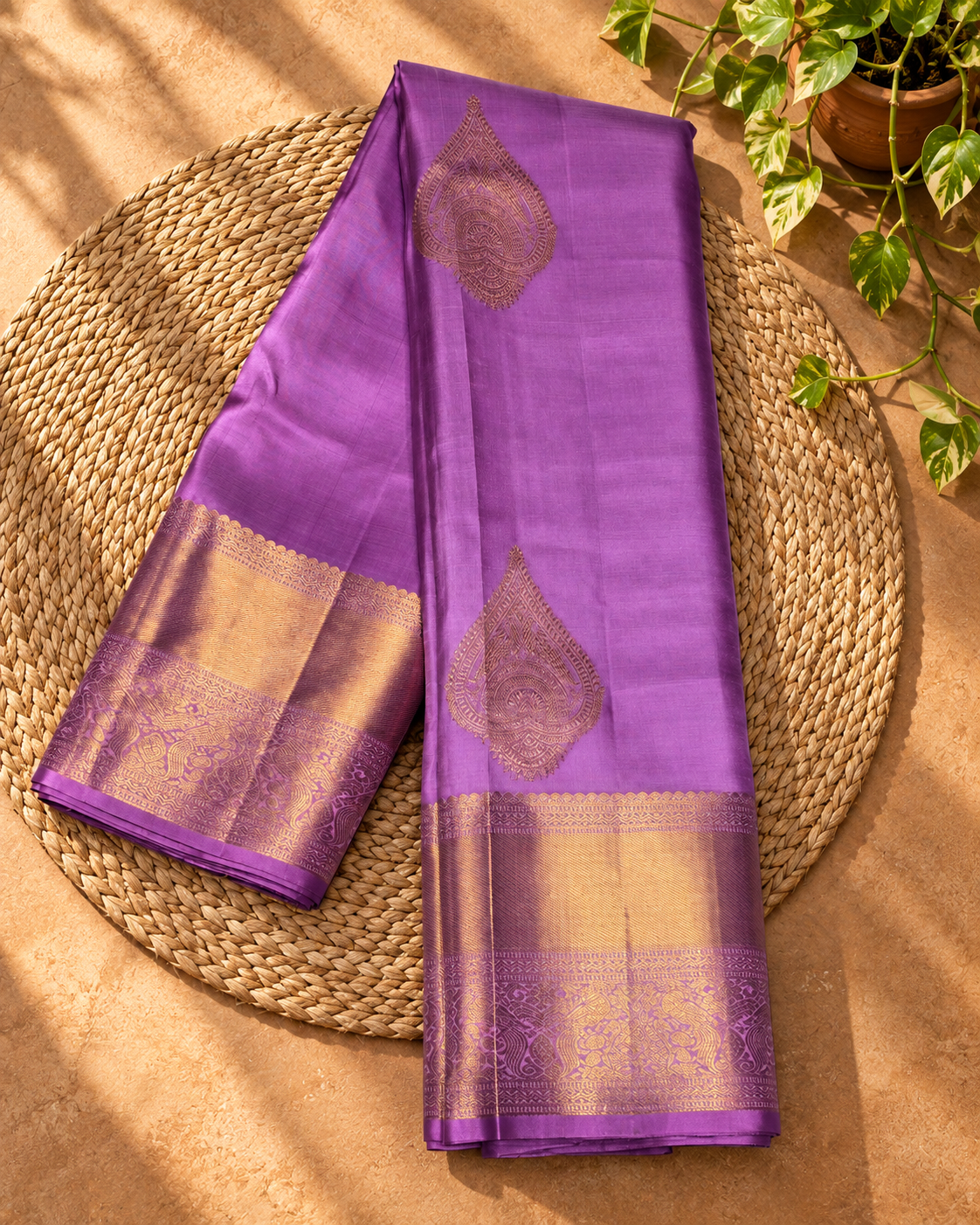 Purple Gold Zari Kanjivaram Saree