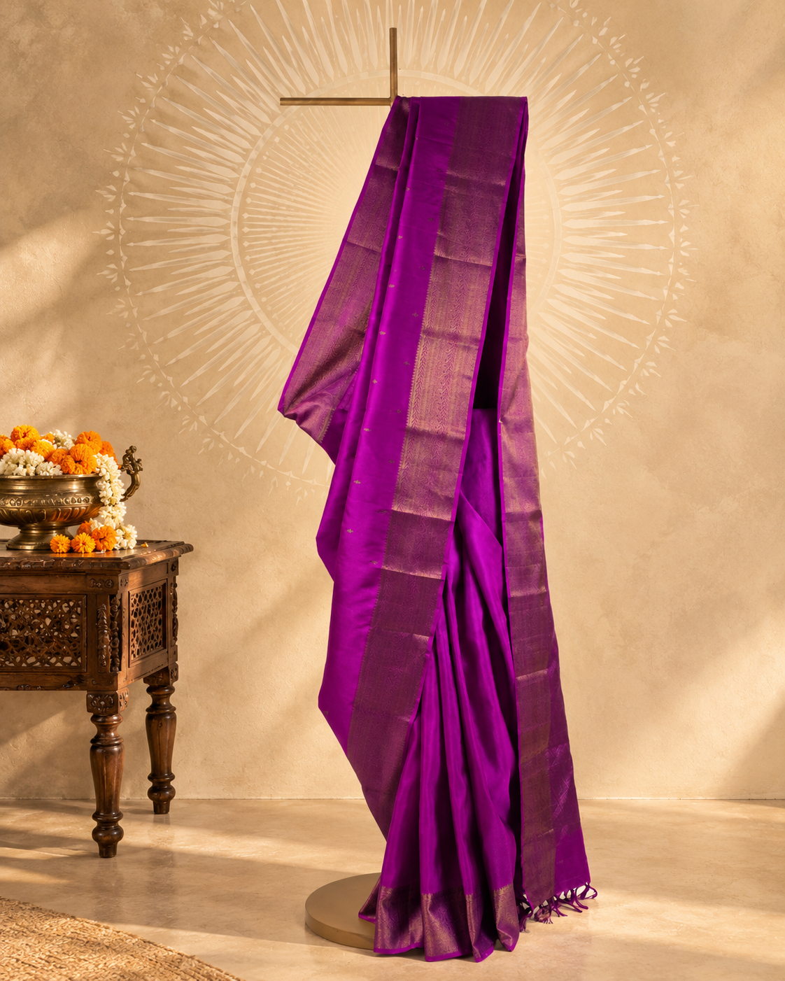 Royal Magenta Gold Zari Kanjivaram Saree