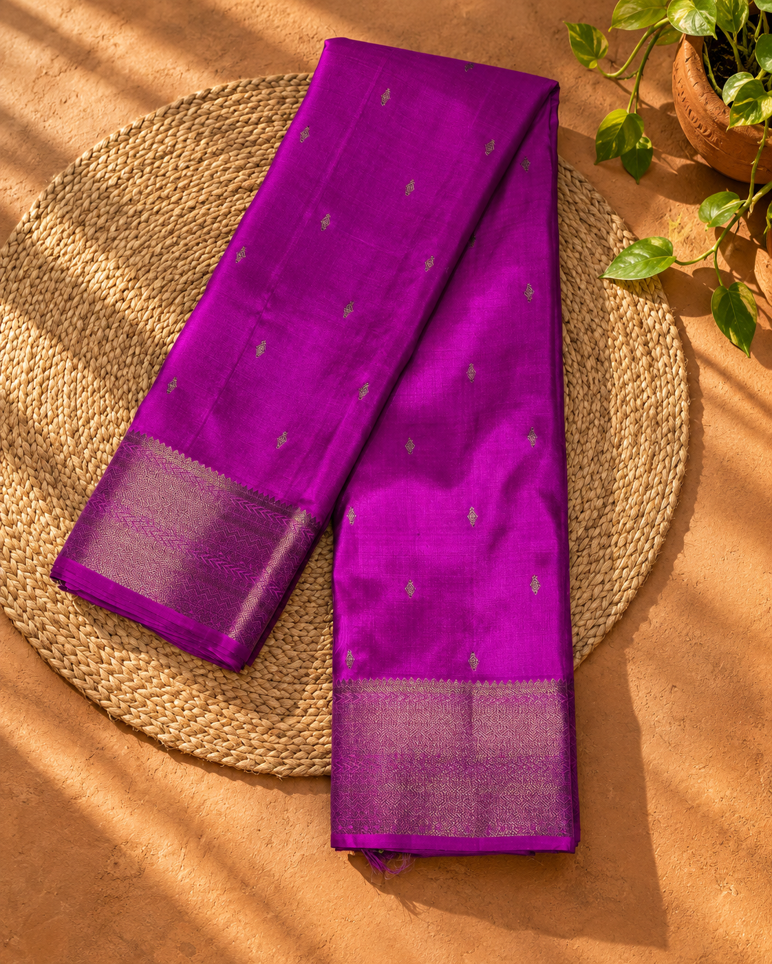 Royal Magenta Gold Zari Kanjivaram Saree
