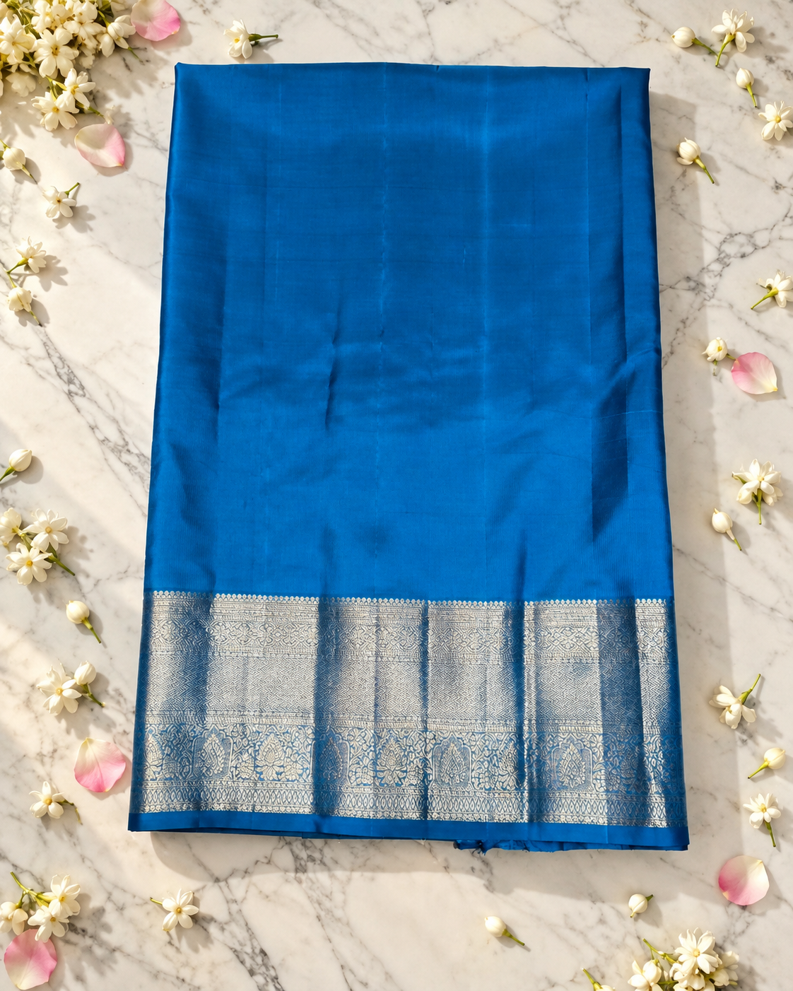 Royal Blue Pink Zari Kanjivaram Saree