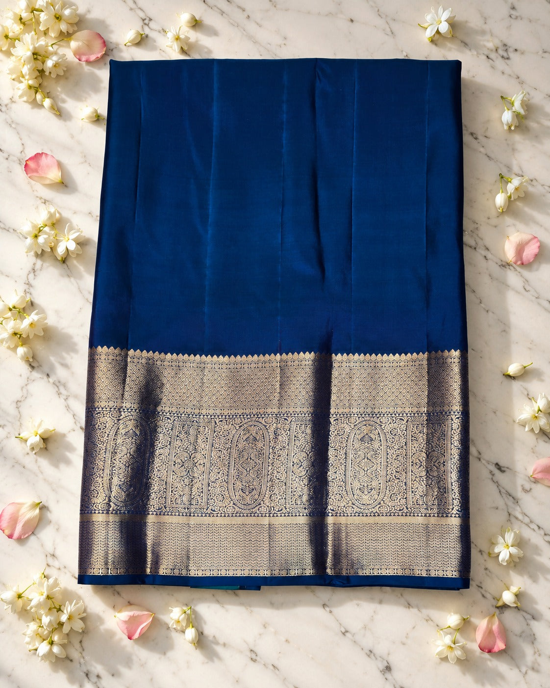 Coral Blue Zari Kanjivaram Saree