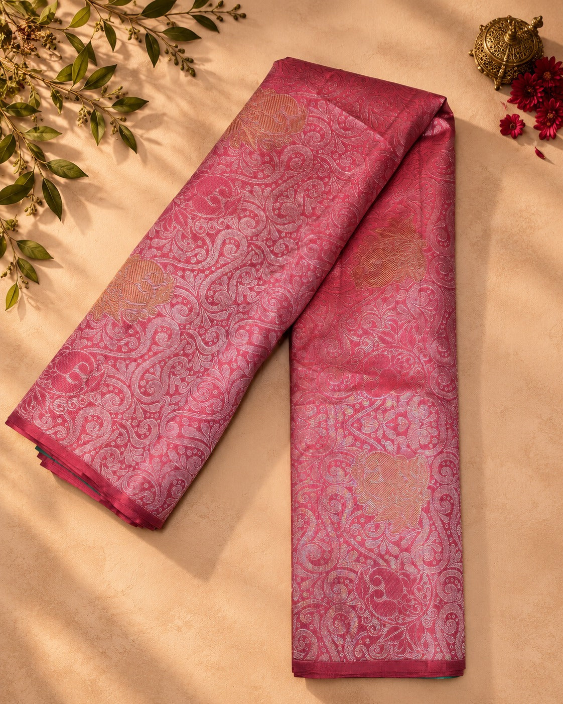 Pink Paisley Kanjivaram Silk Saree