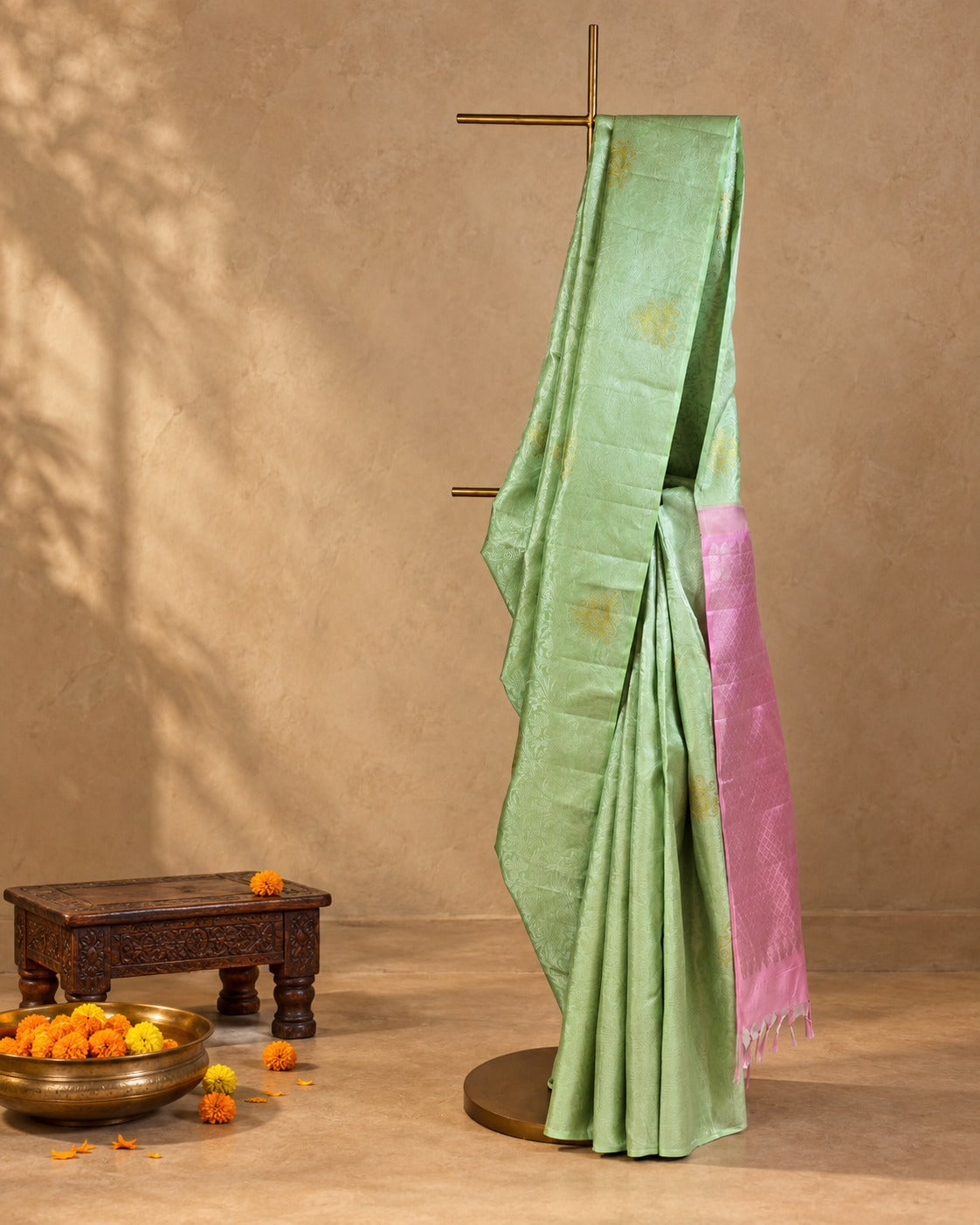 Pista Green Paisley Kanjivaram Saree