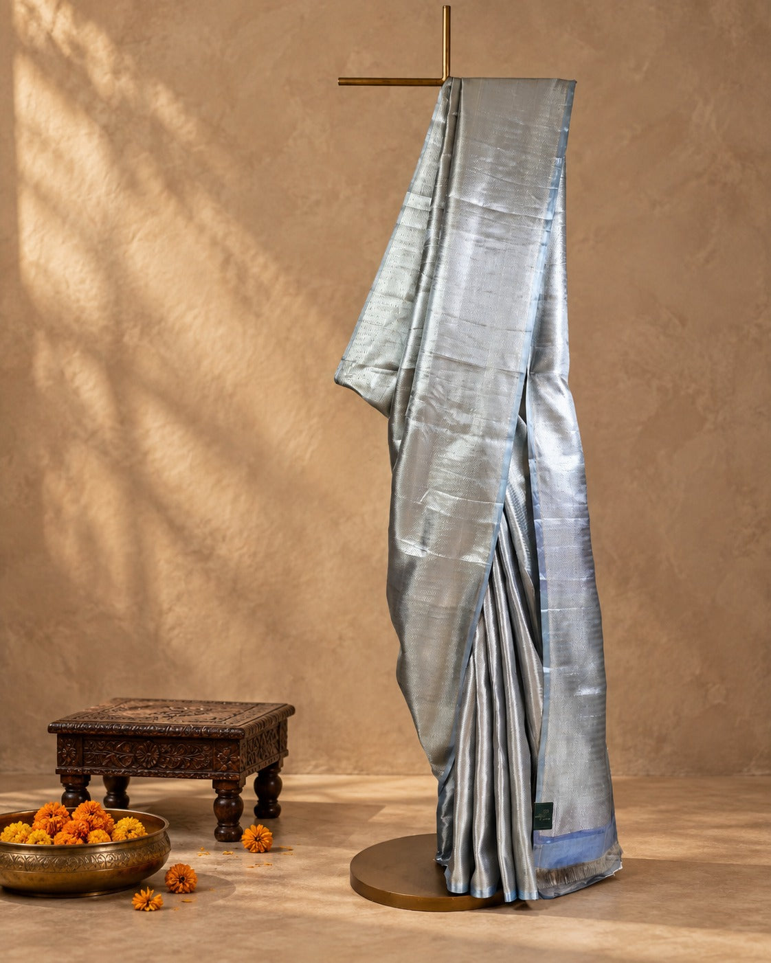 Silver Blue Tissue Kanjivaram Saree
