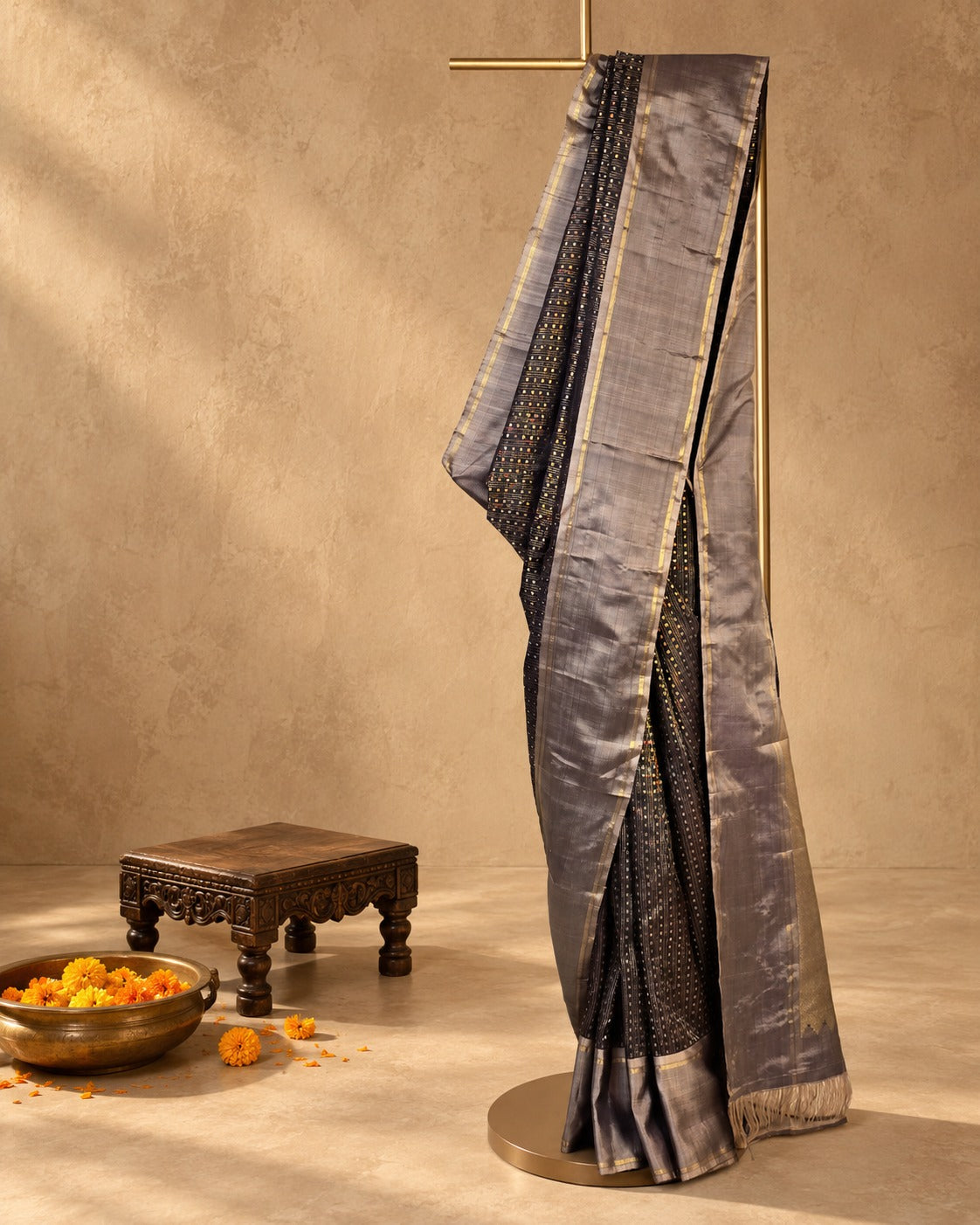 Black Gold Zari Kanjivaram Saree