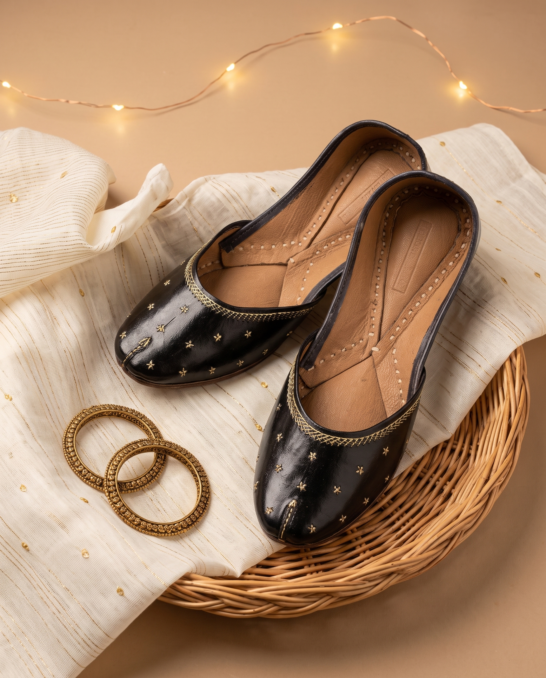 Midnight Star Pure Leather Handcrafted Jutti