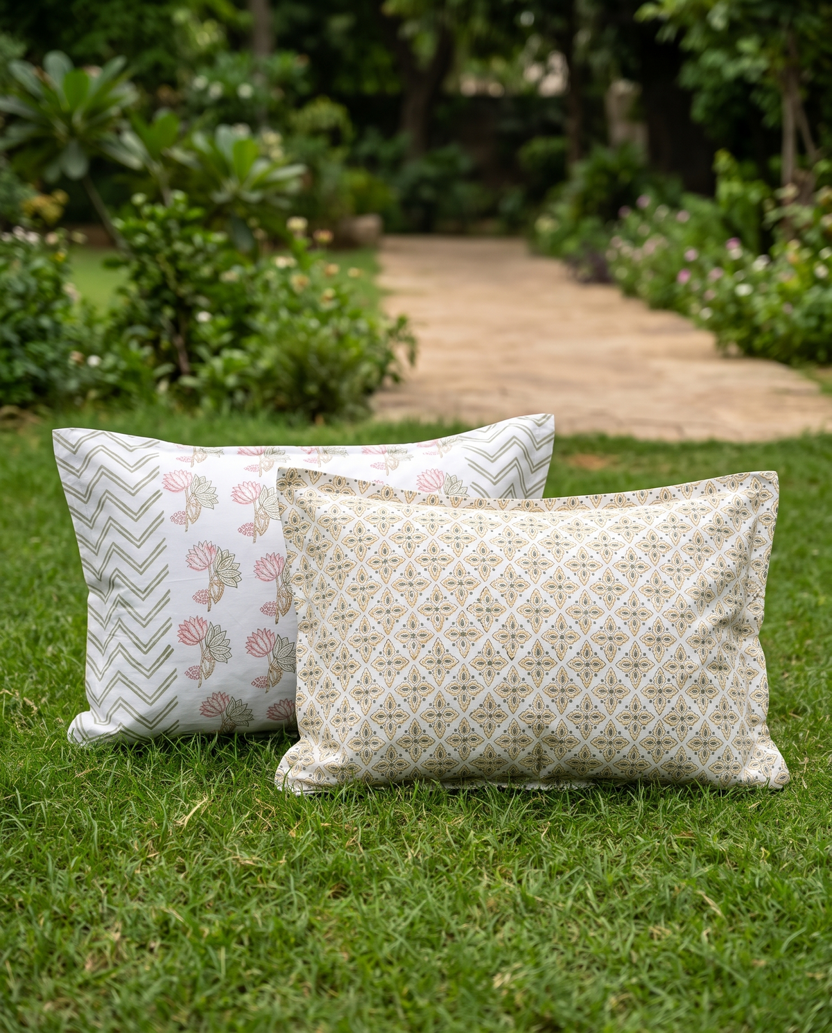 The Blush Sage Floral Chevron Premium Cotton Bedsheet