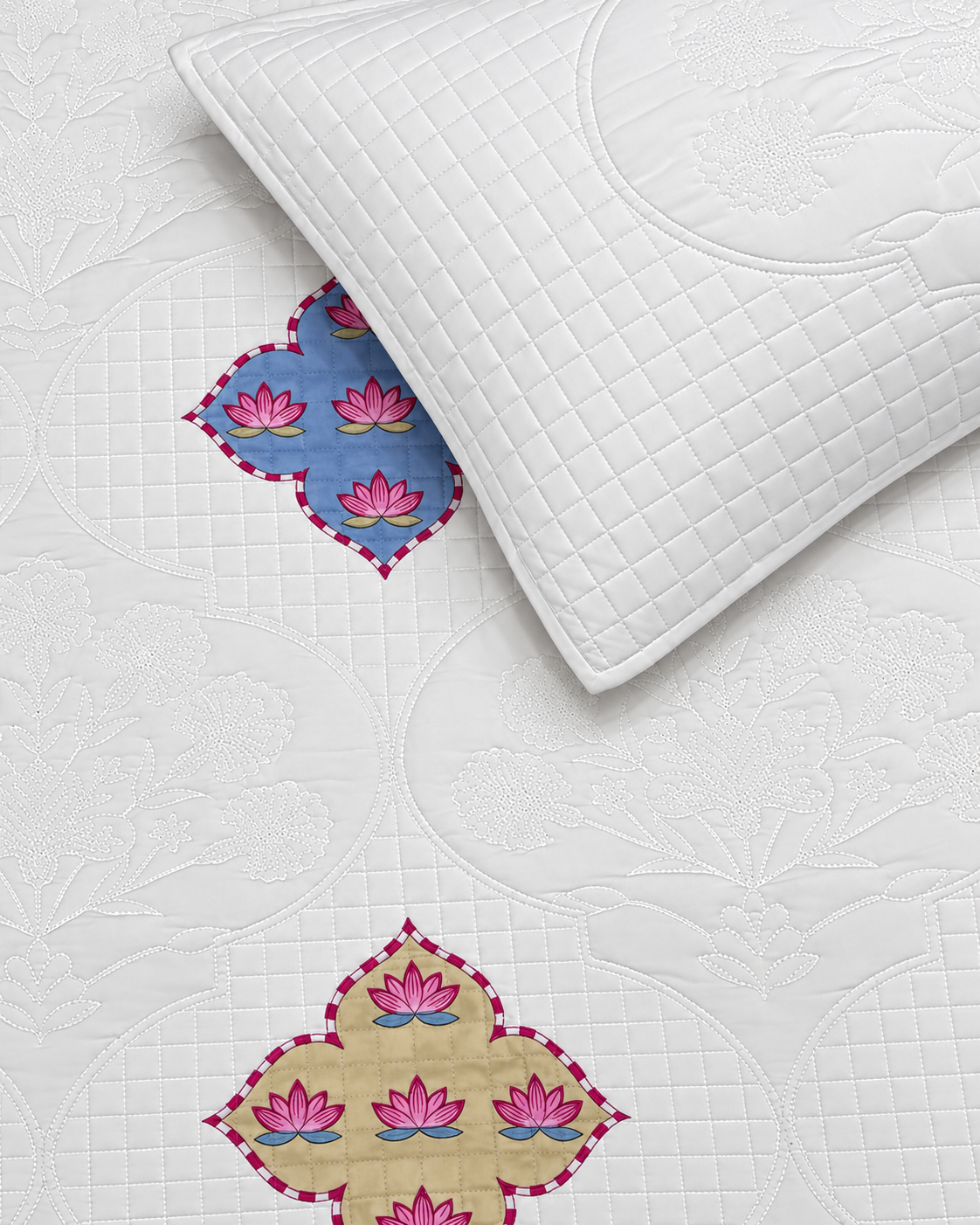 PINK LOTUS HERITAGE QUILTED BEDCOVER