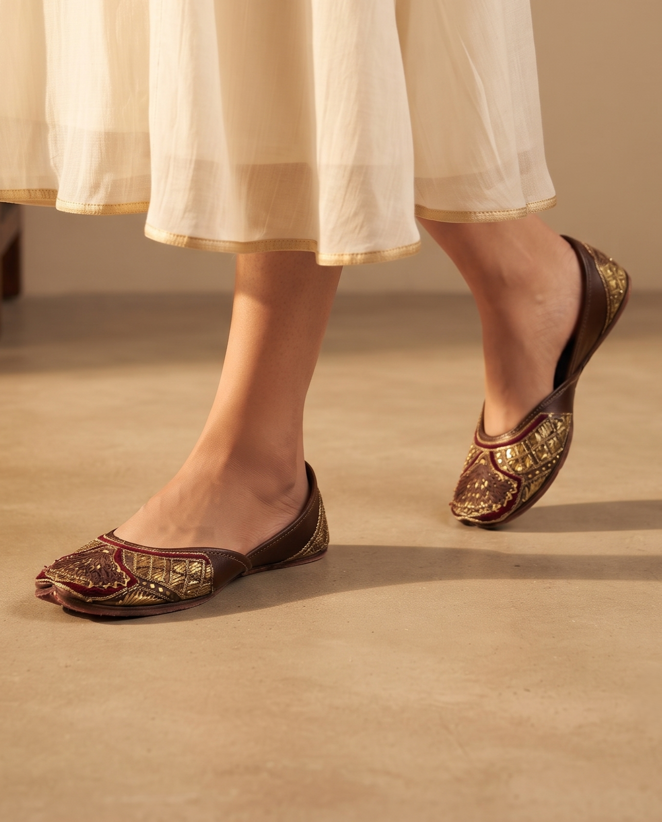 Maroon Meenakari Peacock Pure Leather Handcrafted Jutti
