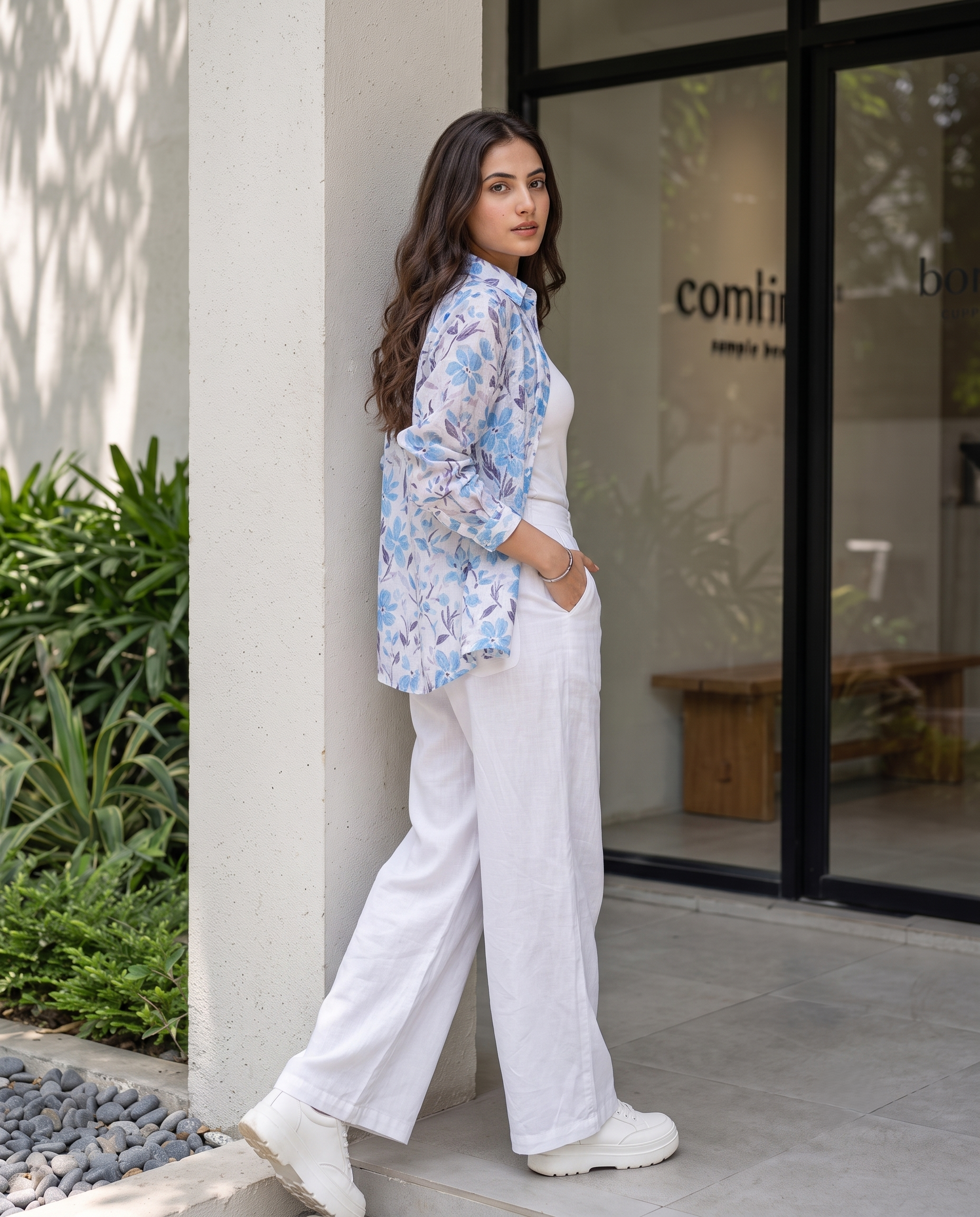 Bamboo Silk 150 GM Blue Botanical Shirt