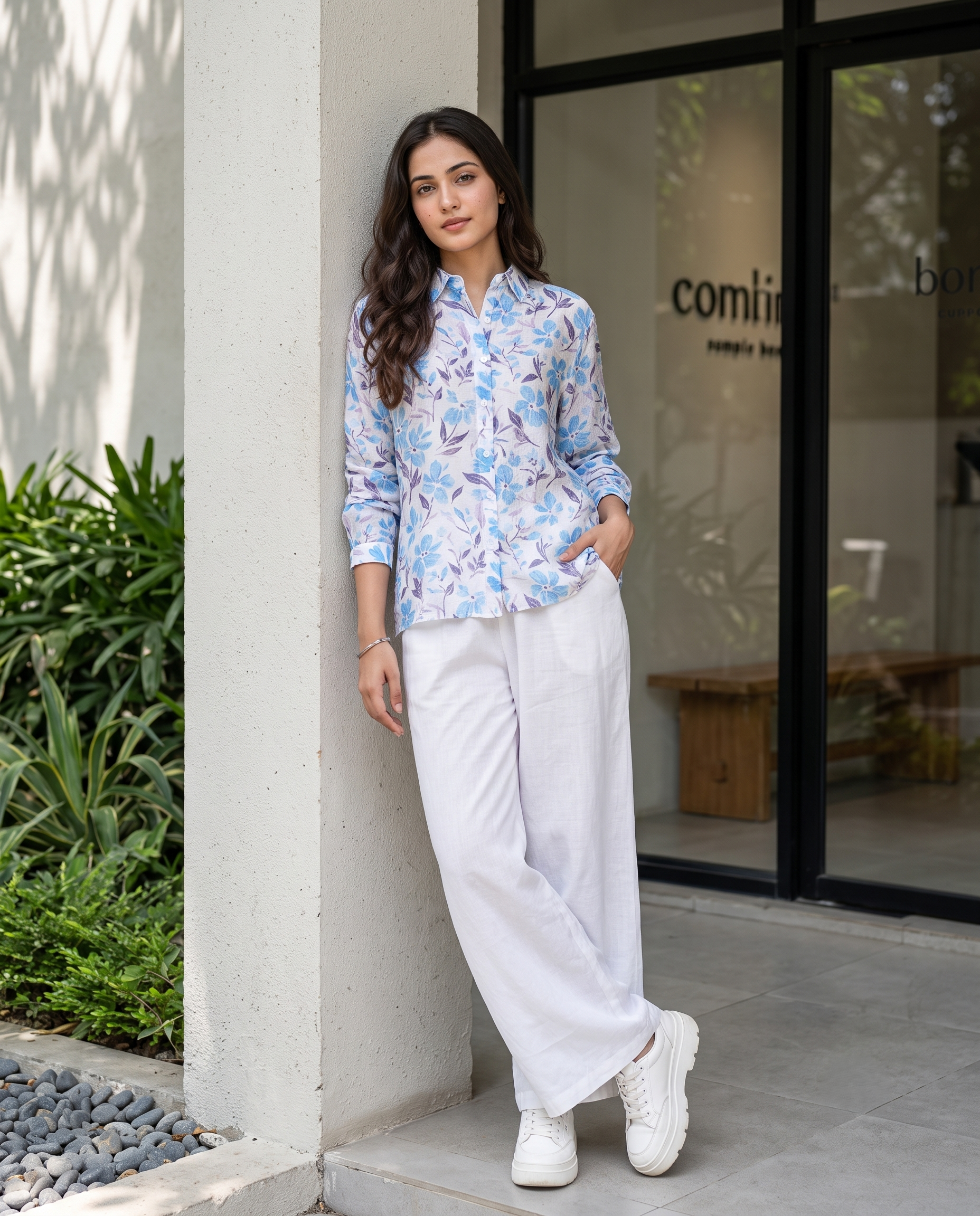 Bamboo Silk 150 GM Blue Botanical Shirt