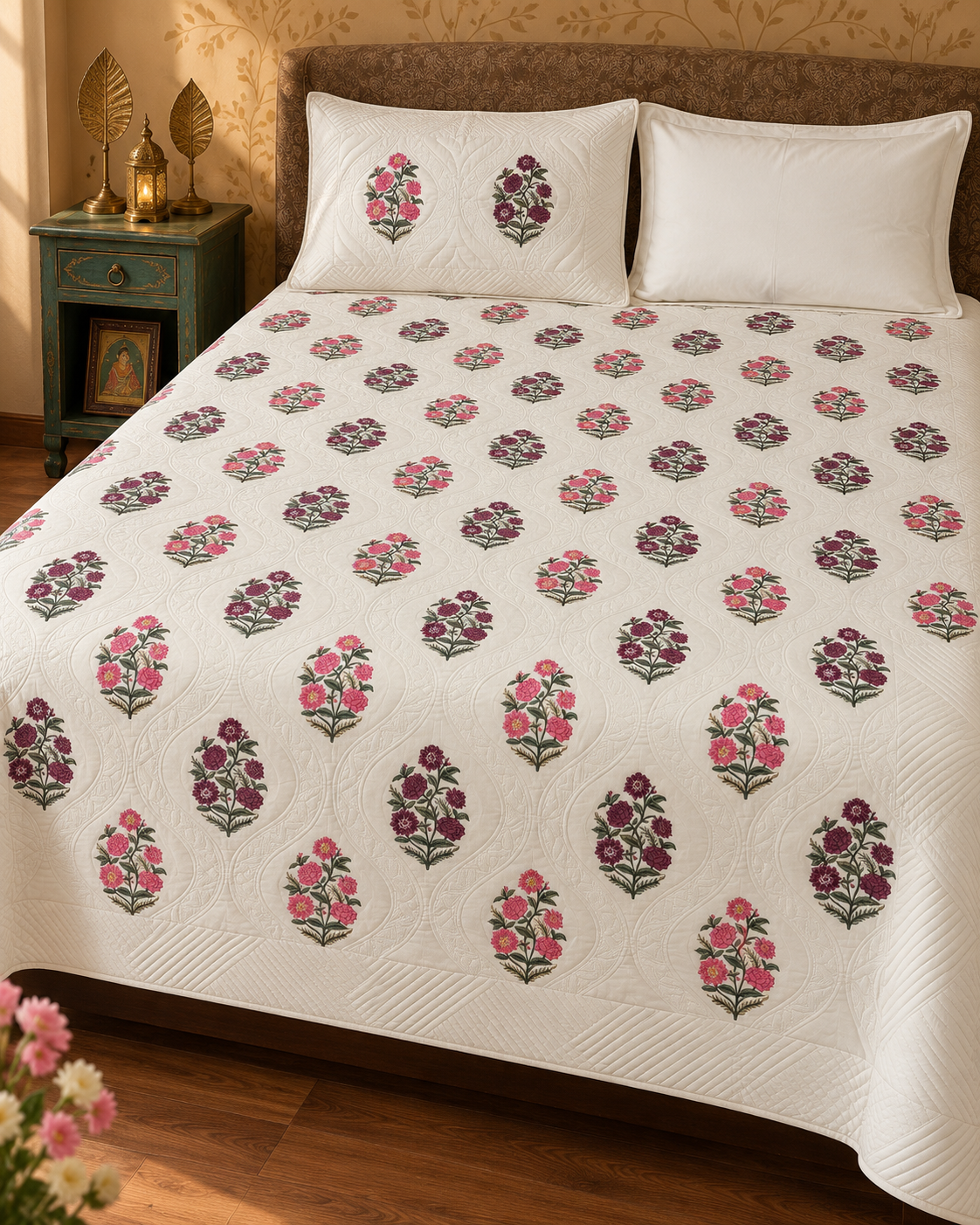 ROSE GARDEN HERITAGE QUILTED BEDCOVER