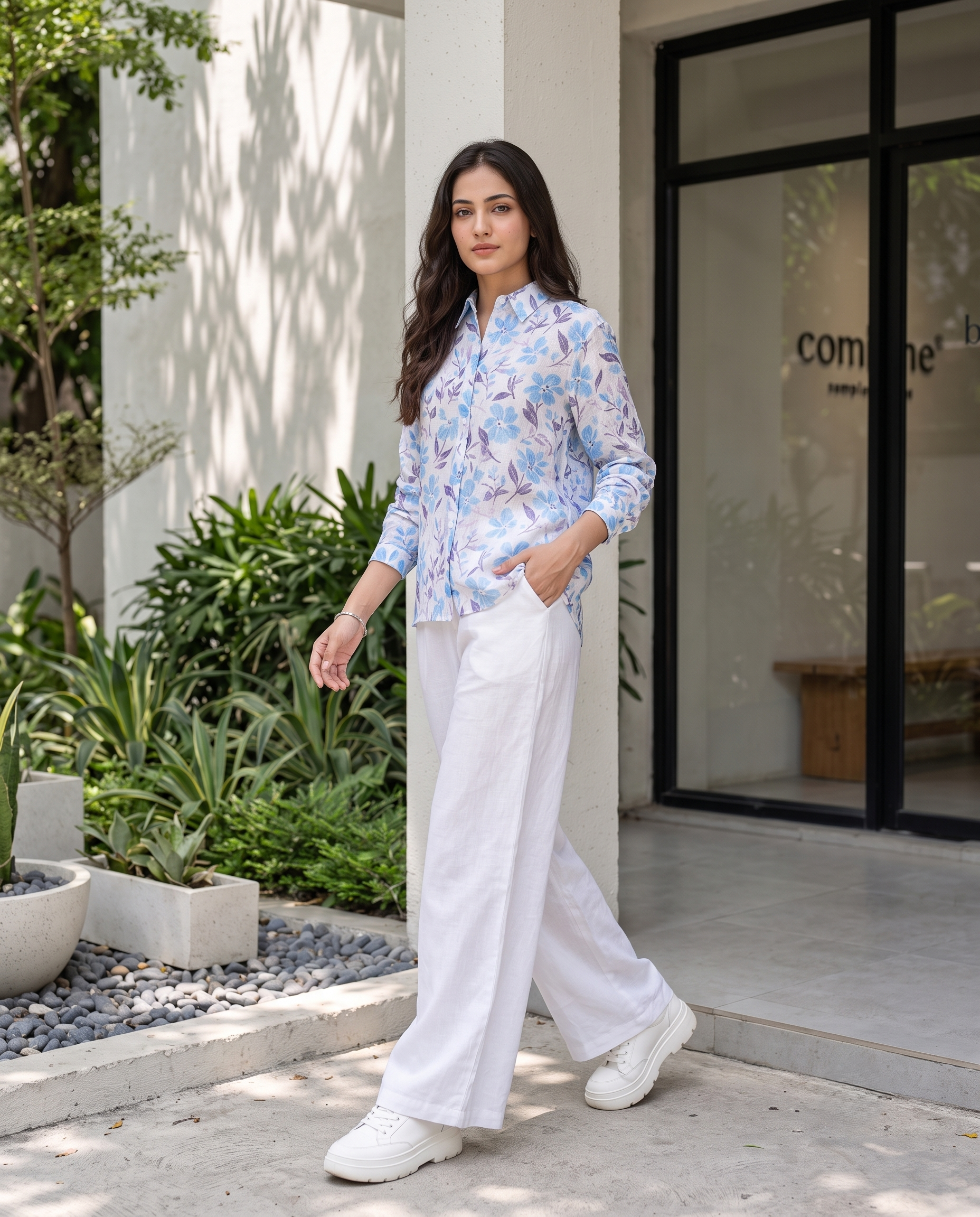 Bamboo Silk 150 GM Blue Botanical Shirt