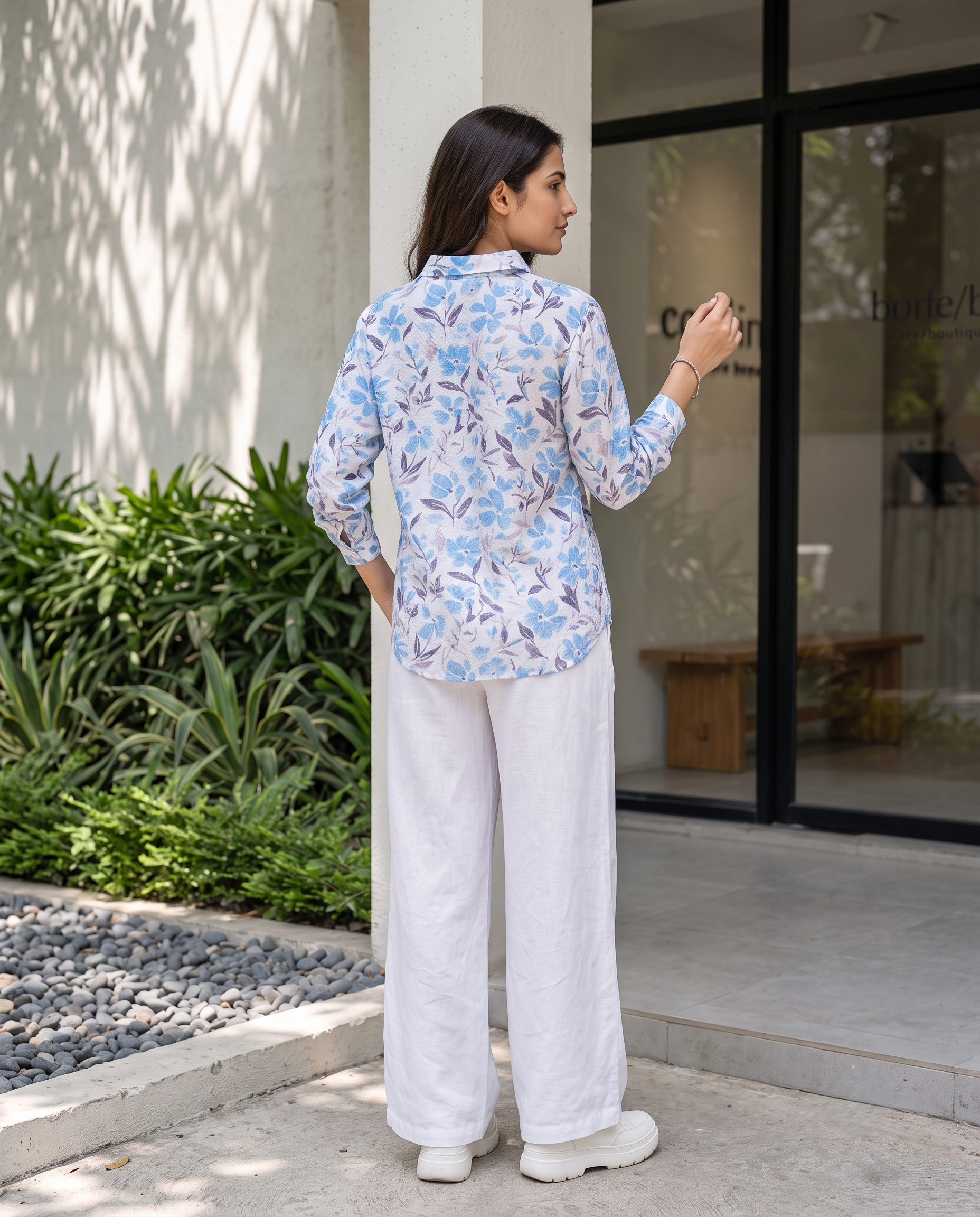 Bamboo Silk 150 GM Blue Botanical Shirt