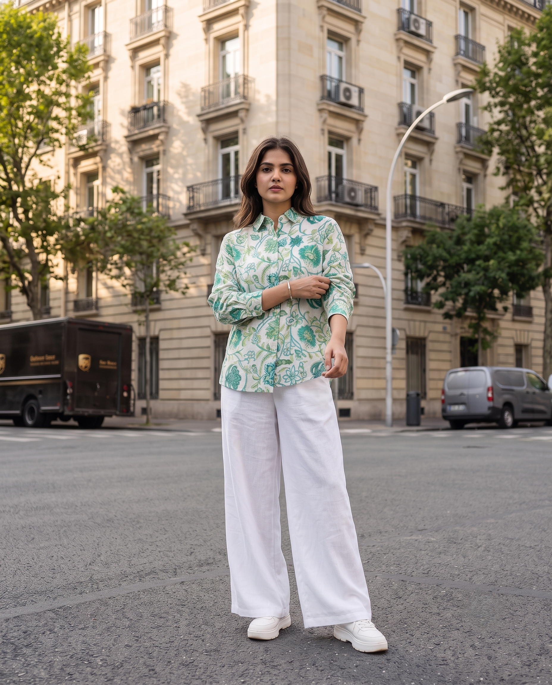 Bamboo Silk 150 GM Green Botanical Shirt