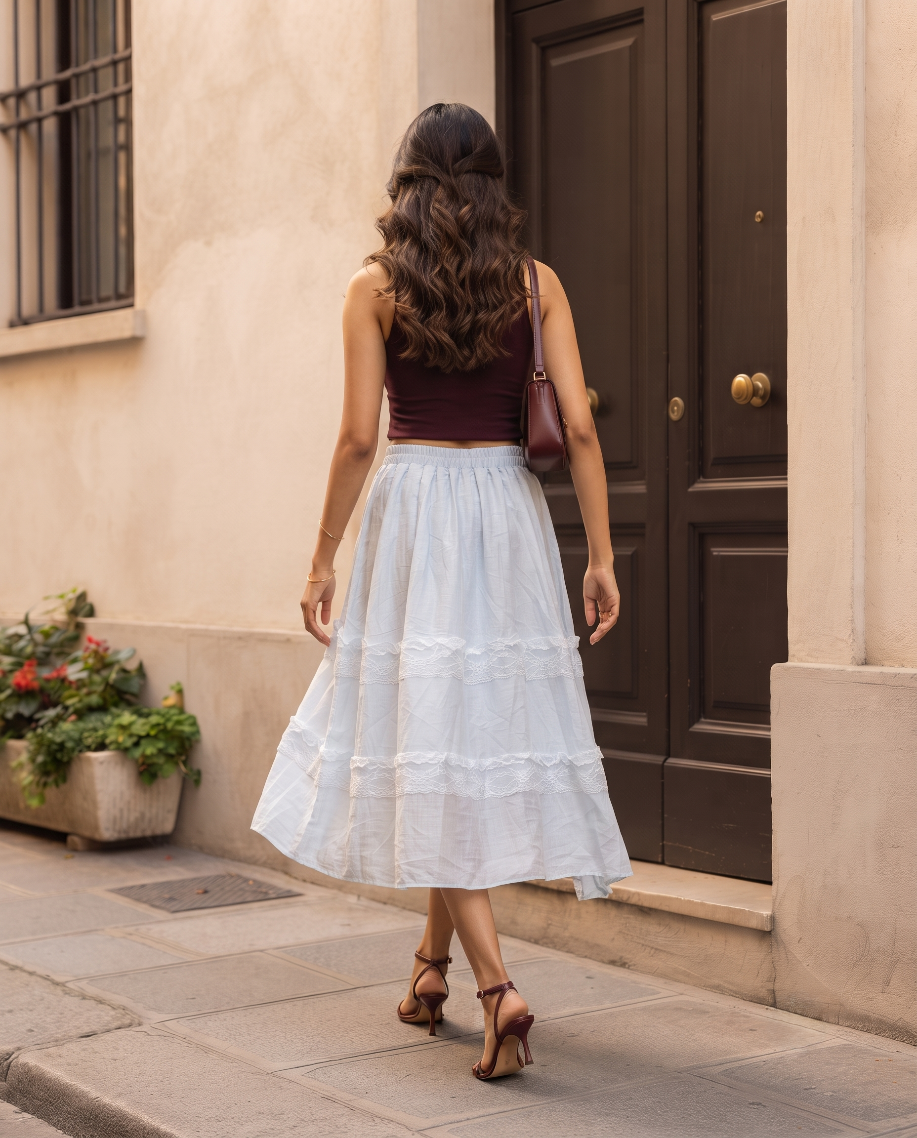 Roselle Lace Panel Skirt – Pearl White