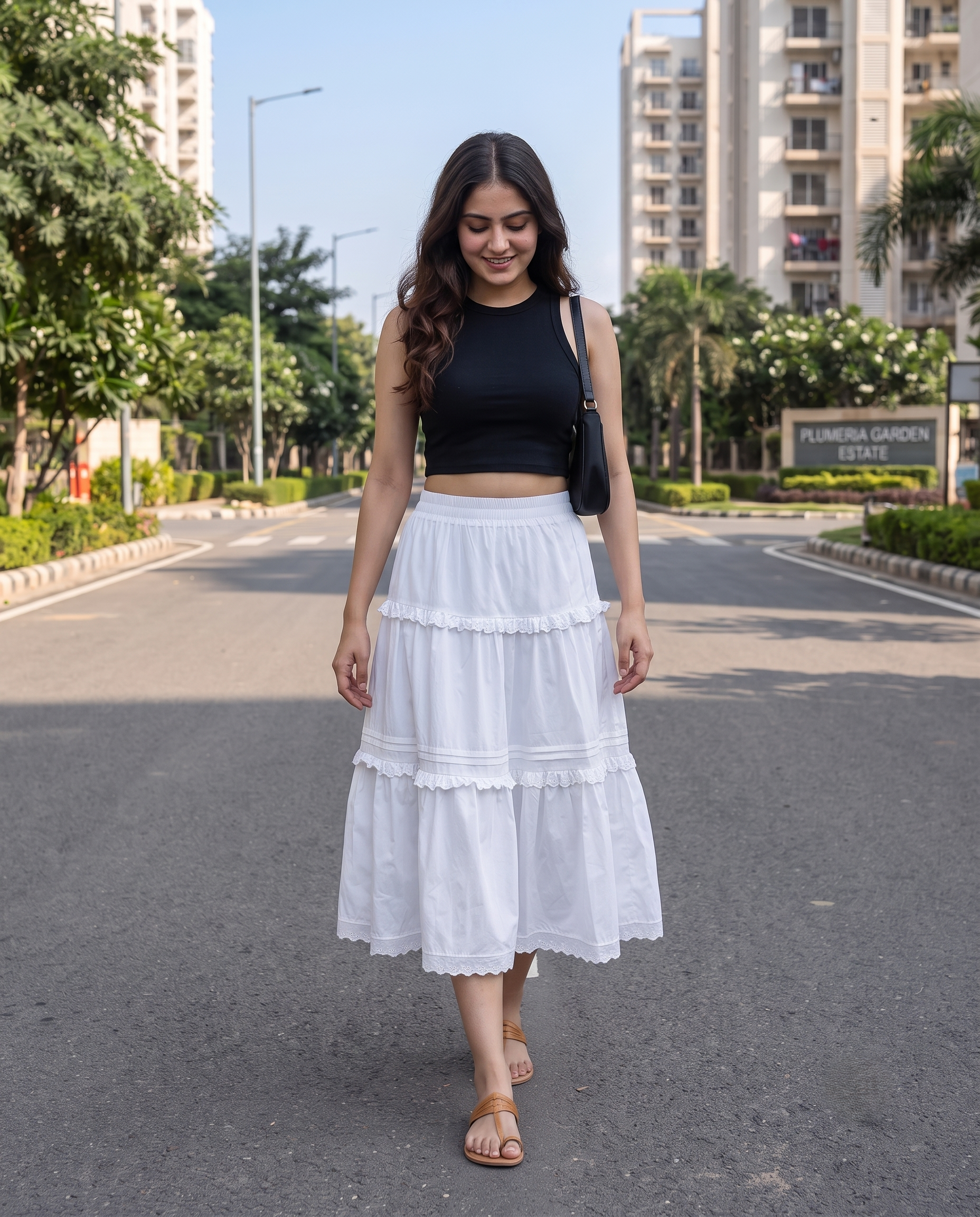 Florence Lace Tiered Skirt – Pure White