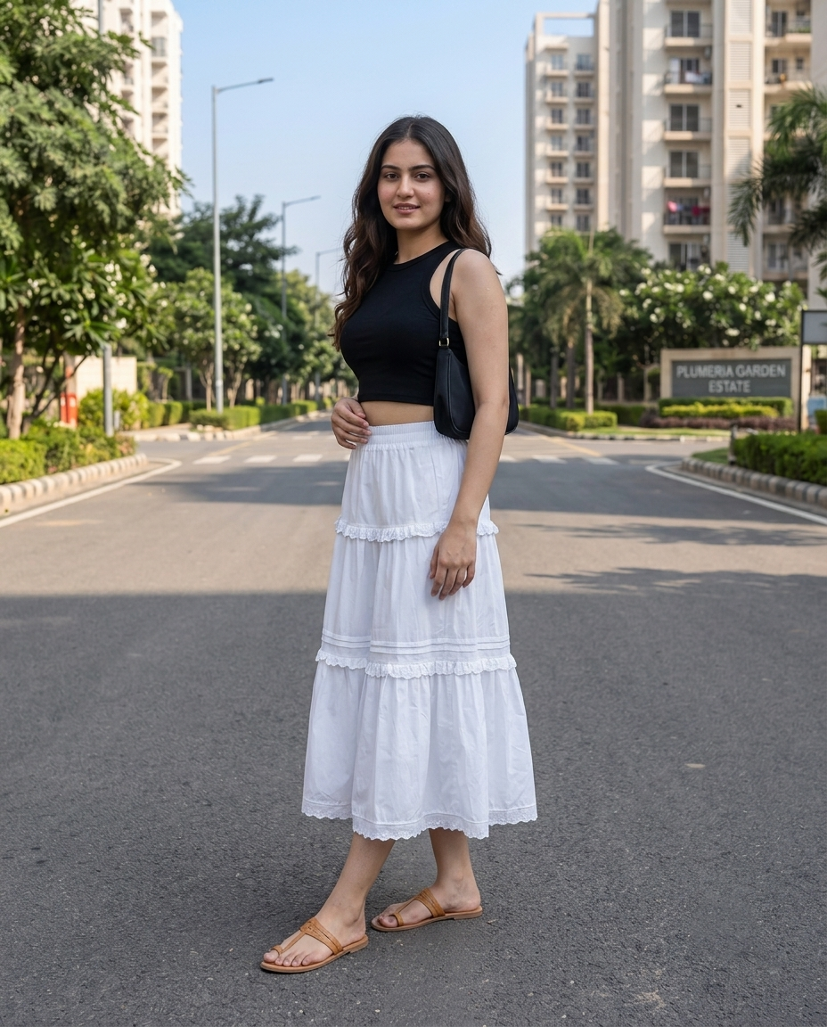 Florence Lace Tiered Skirt – Pure White