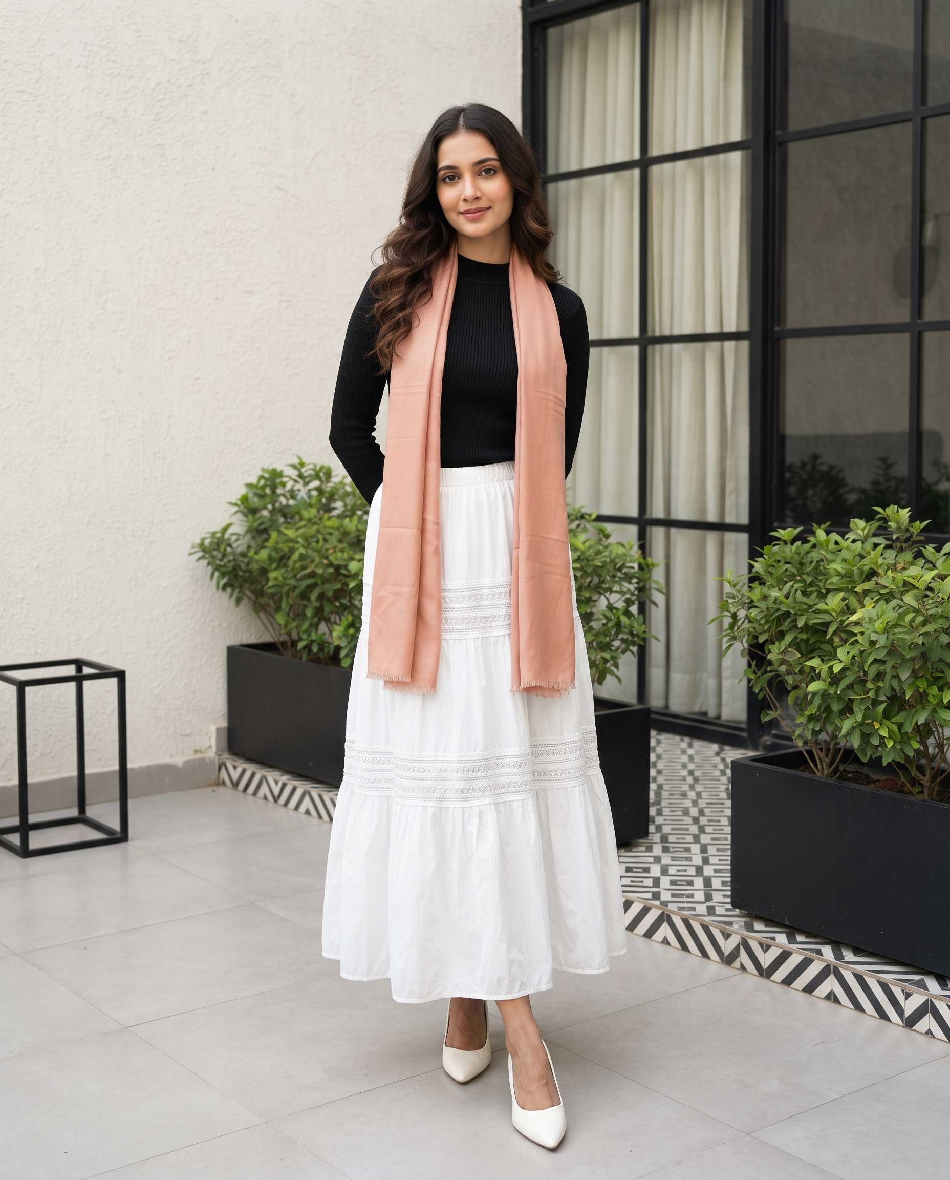 Marcella Lace Tiered Skirt – Pure White