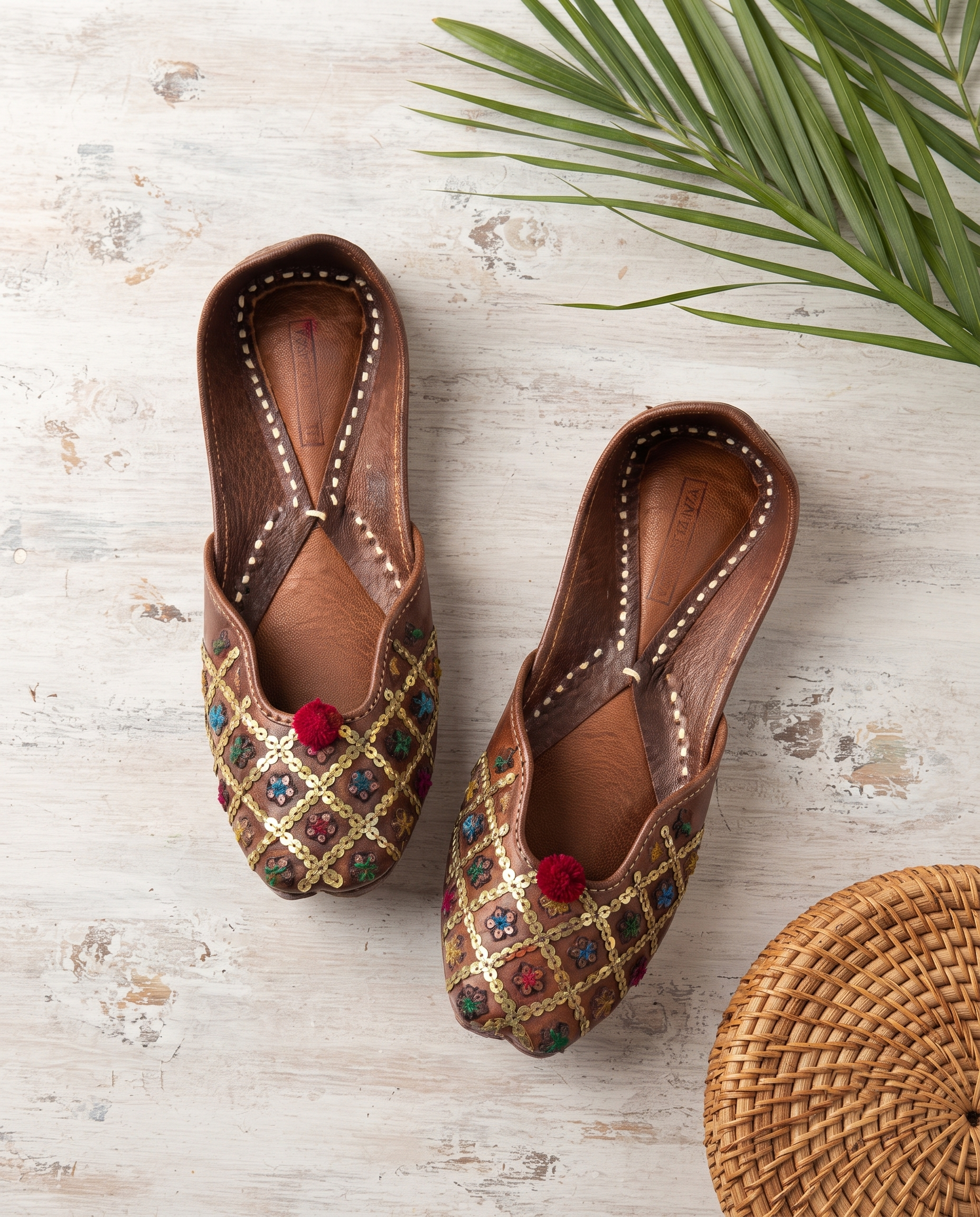 Rustic Mosaic Pure Leather Handcrafted Jutti