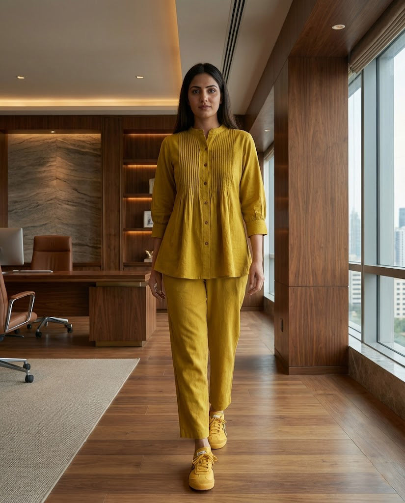 Elegant Yellow Pintuck Cordset