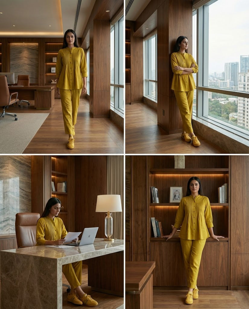 Elegant Yellow Pintuck Cordset