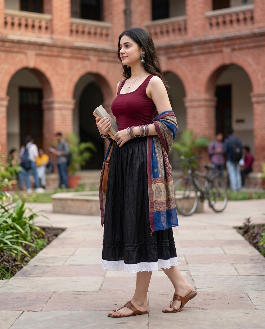 Amara Layered Midi Skirt – Classic Black