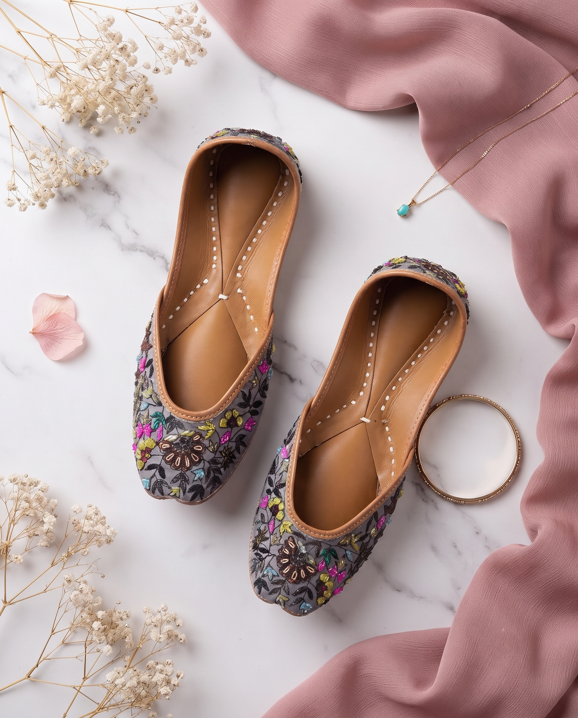 Floral Heritage Pure Leather Handcrafted Jutti