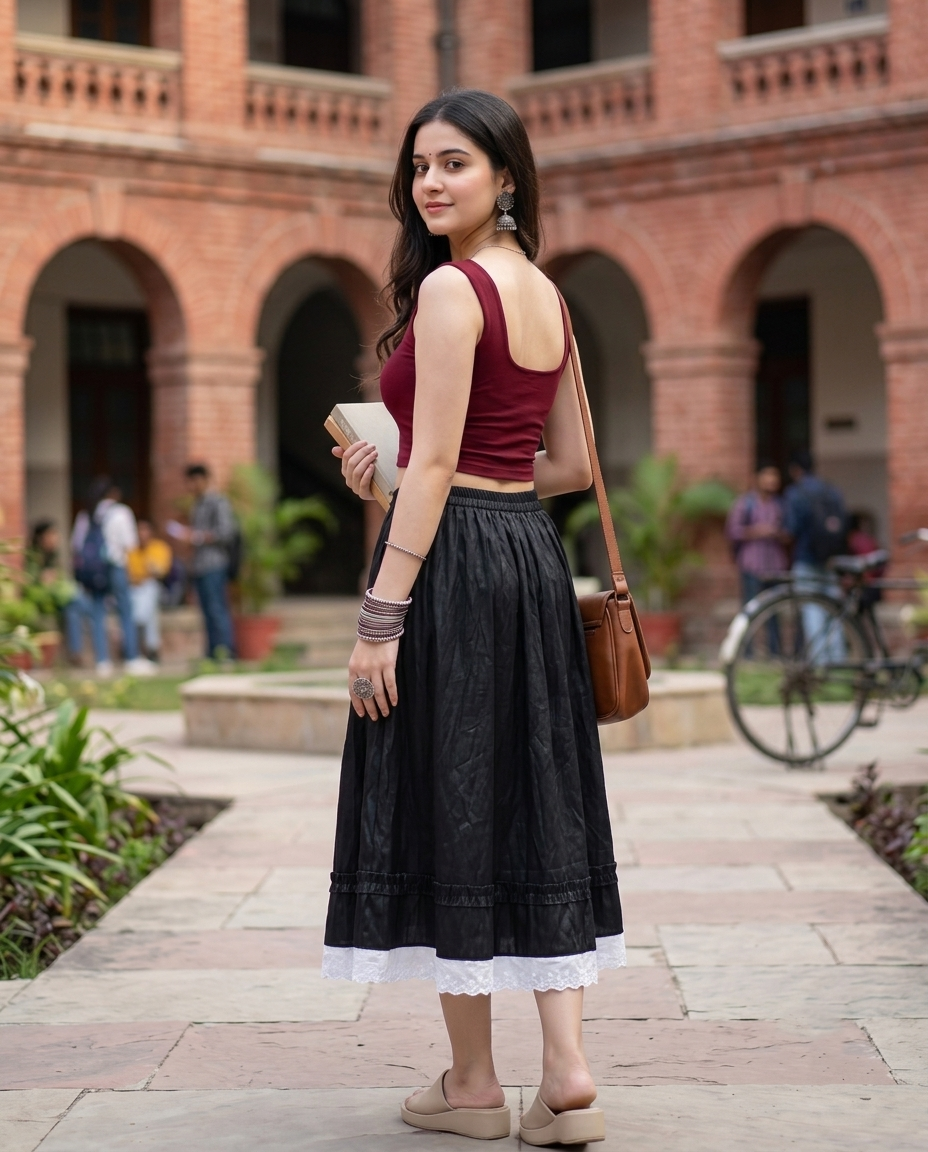 Amara Layered Midi Skirt – Classic Black